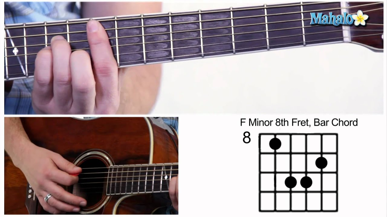 F M Chord How To Play An F Minor Fm Bar Chord On Guitar 8th Fret