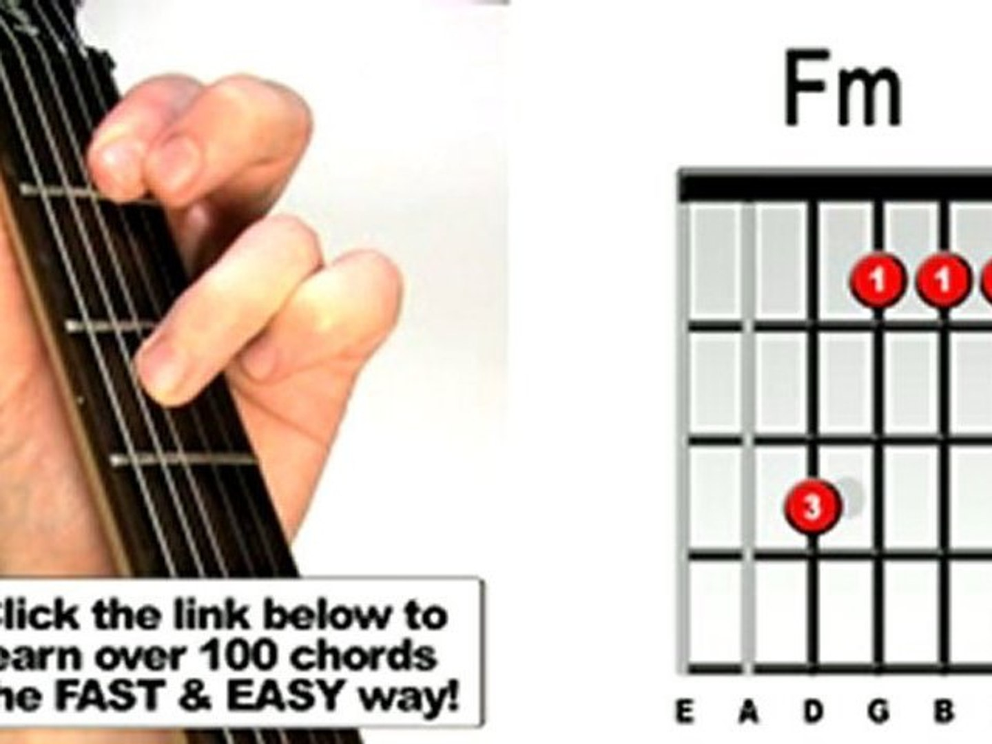 F M Guitar Chord How To Play Fm Guitar Chord Beginners Acoustic Video Dailymotion