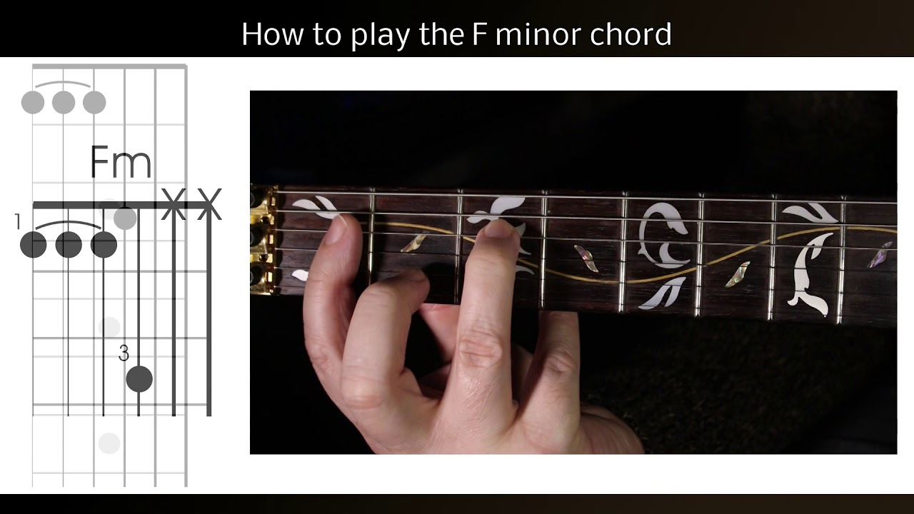F M Guitar Chord Left Handed Play The Fm Guitar Chord The F Minor Half Barre Chord