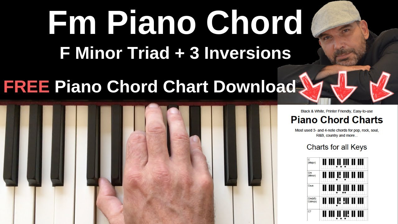 F M Piano Chord Fm Piano Chord F Minor Triad Inversions Tutorial Free Chord Chart