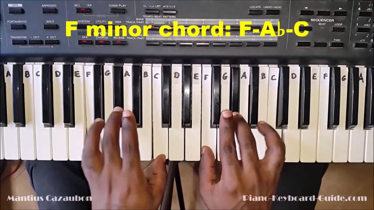 F M Piano Chord How To Play The F Minor Chord On Piano And Keyboard Fm Fmin