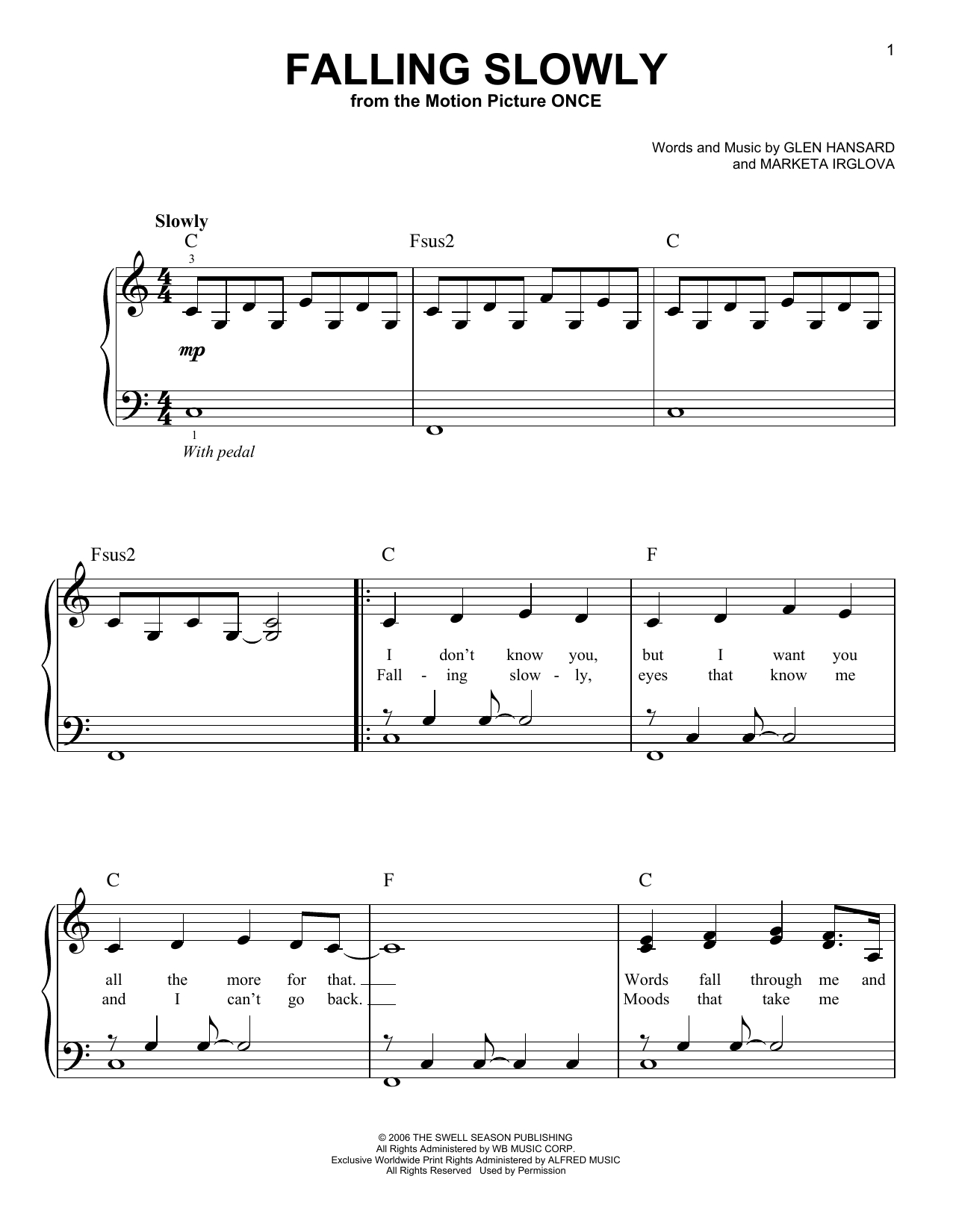 Falling Slowly Chords The Swell Season Falling Slowly Sheet Music Notes Chords