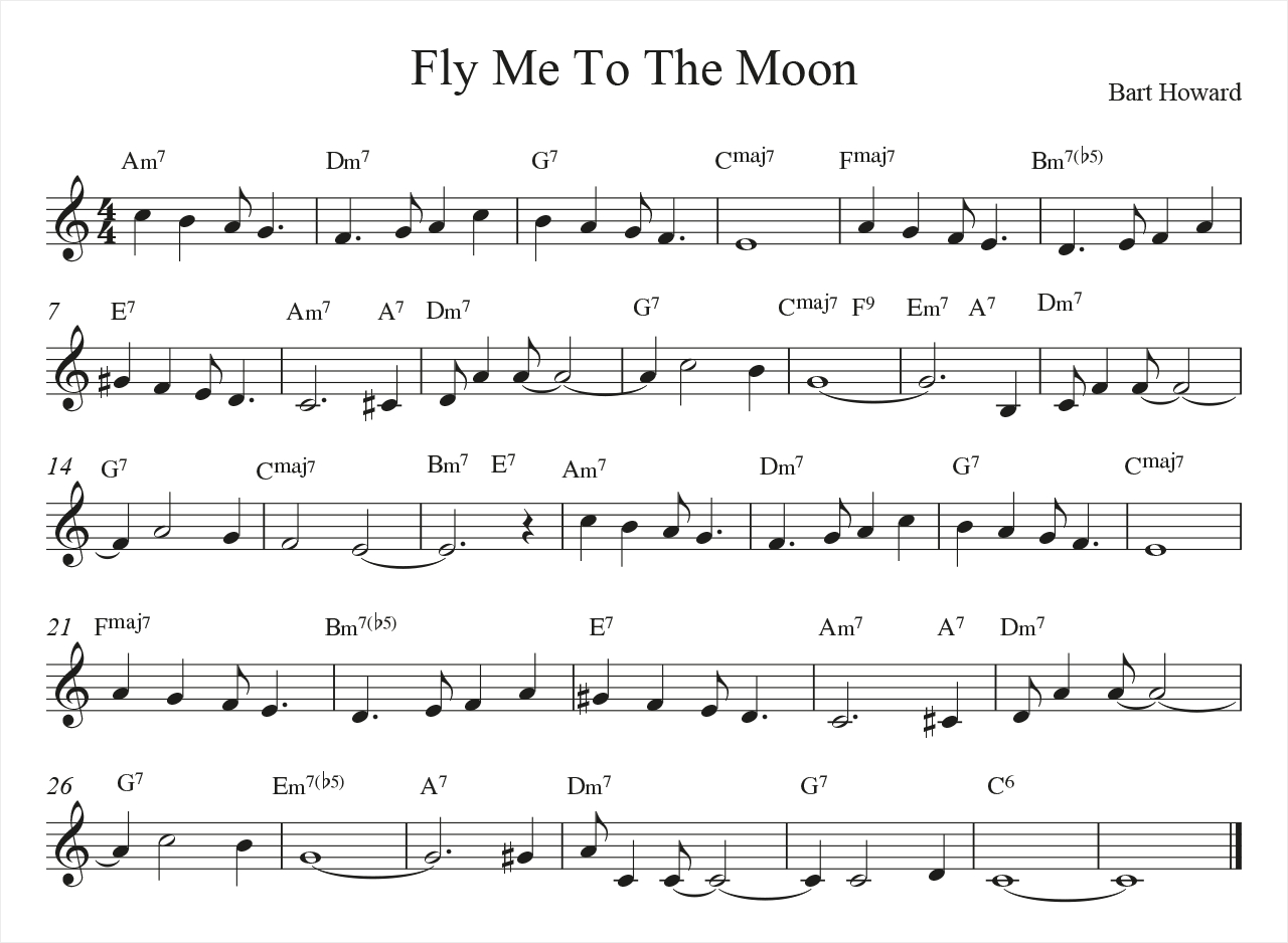 Fly Me To The Moon Chords Chords Substitution And Chord Melody Online Book