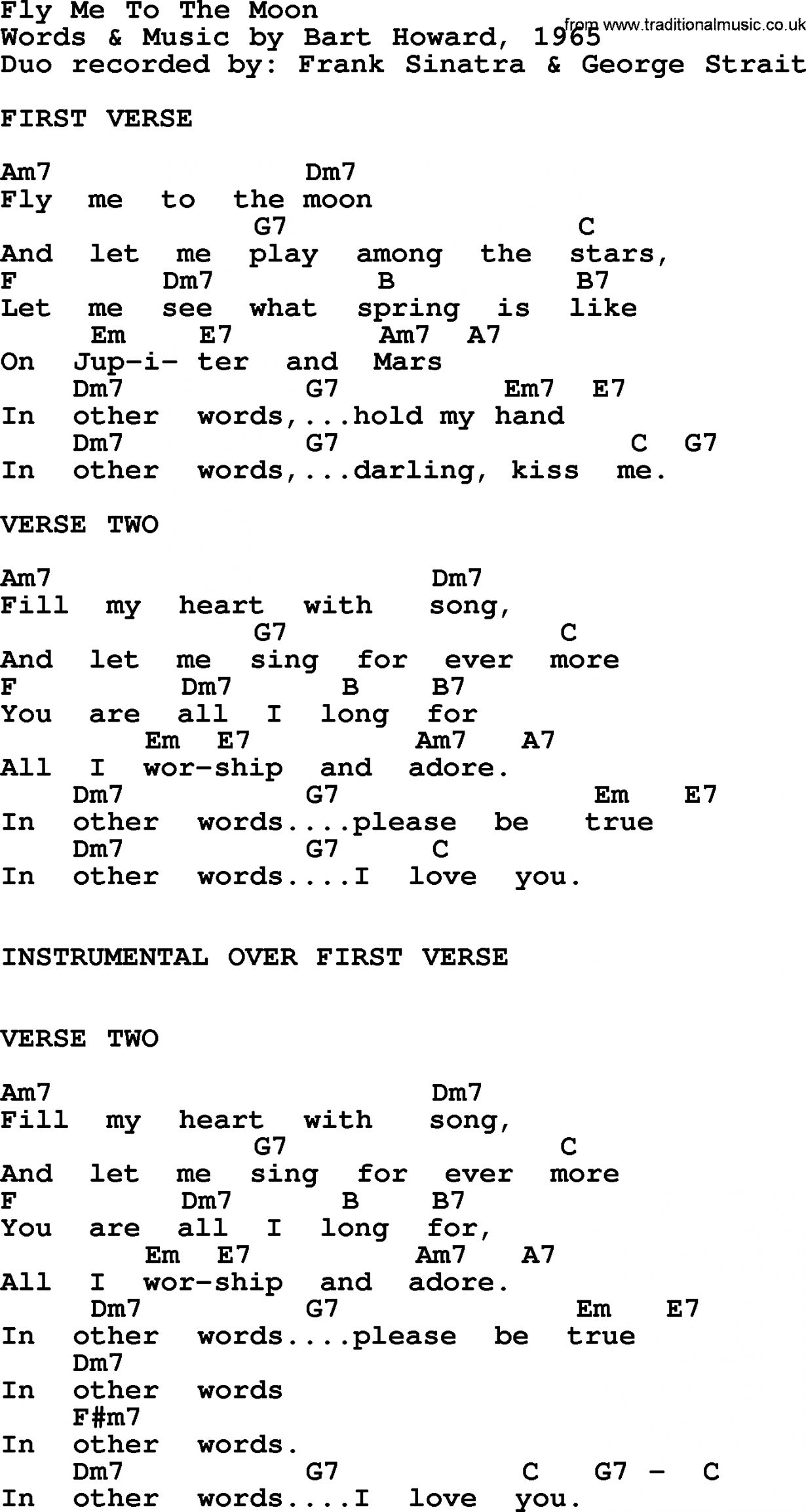 Fly Me To The Moon Chords dietamed.info