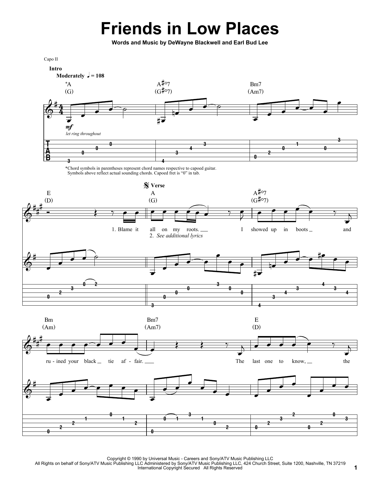 Friends In Low Places Chords Friends In Low Places Garth Brooks Guitar Tab Play Along