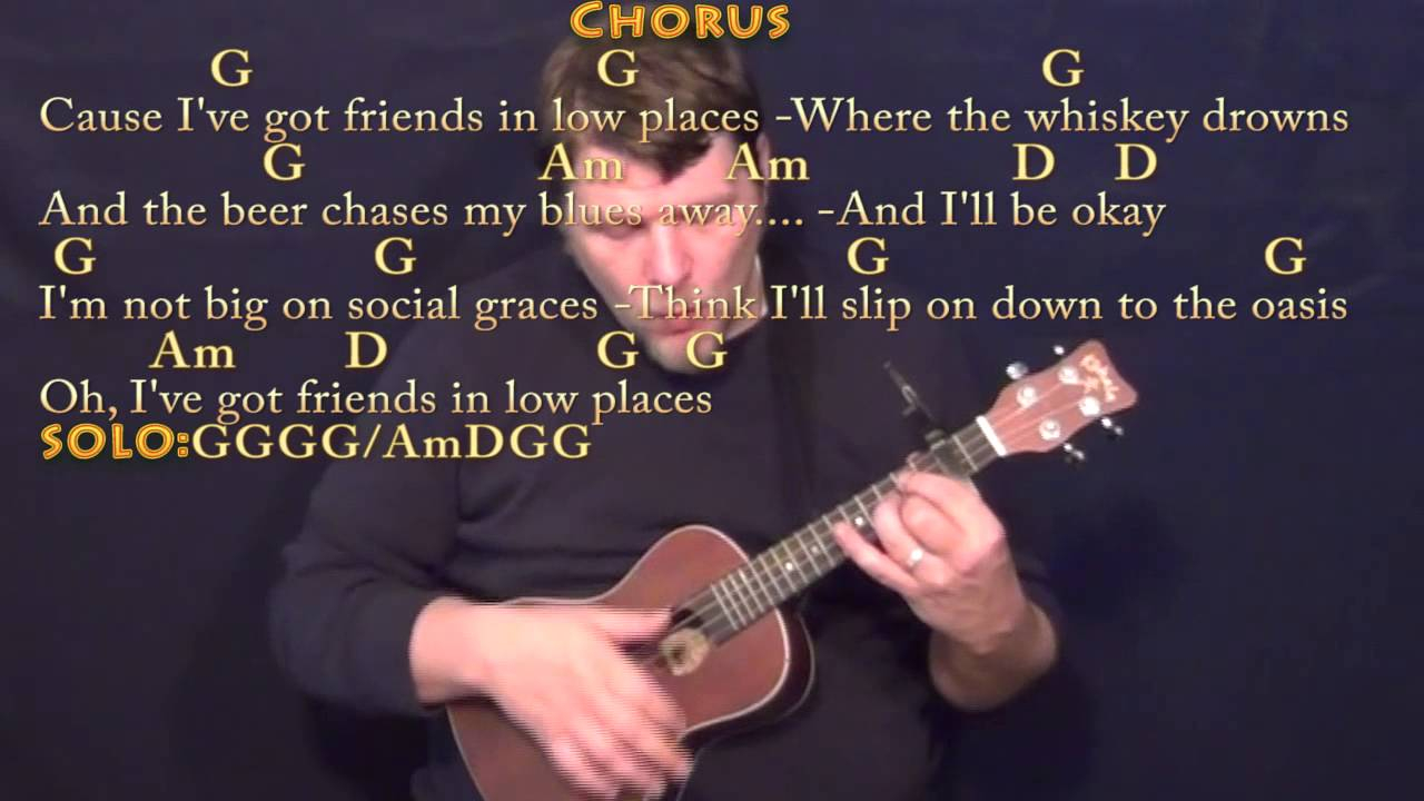 Friends In Low Places Chords Friends In Low Places Ukulele Cover Lesson With Chordslyrics Capo 2nd