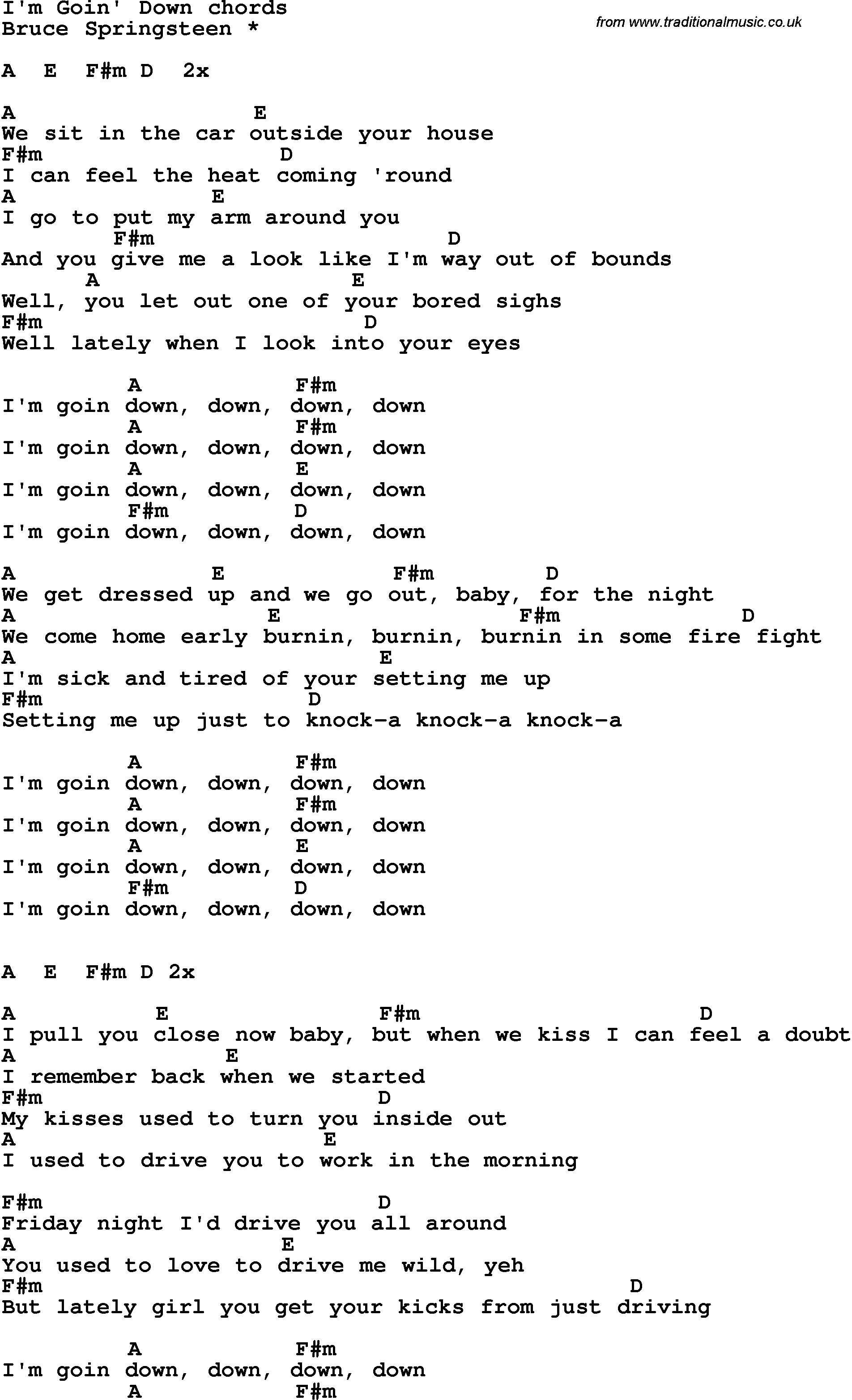 From The Inside Out Chords Song Lyrics With Guitar Chords For Im Goin Down