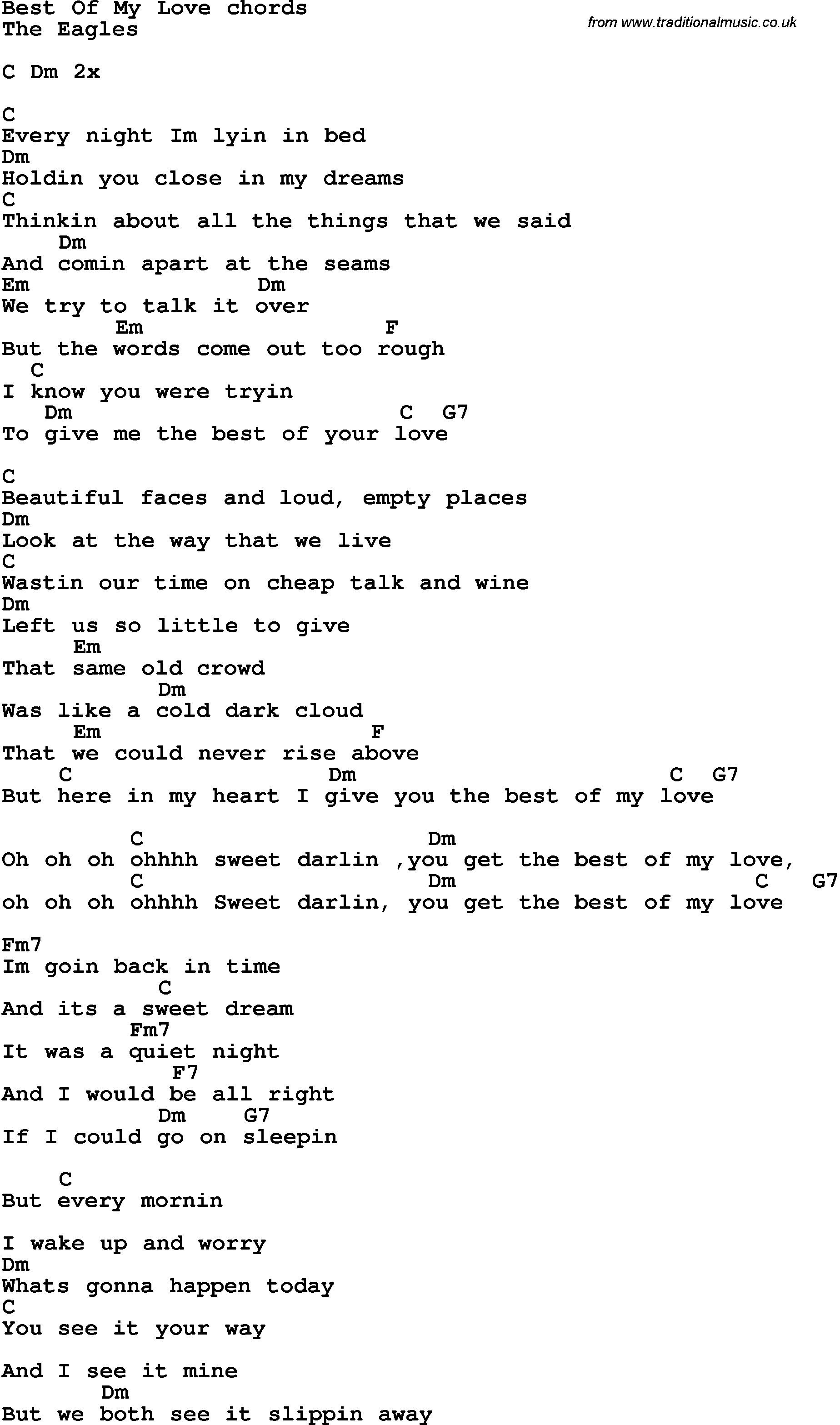 Give Me Love Chords Song Lyrics With Guitar Chords For Best Of My Love