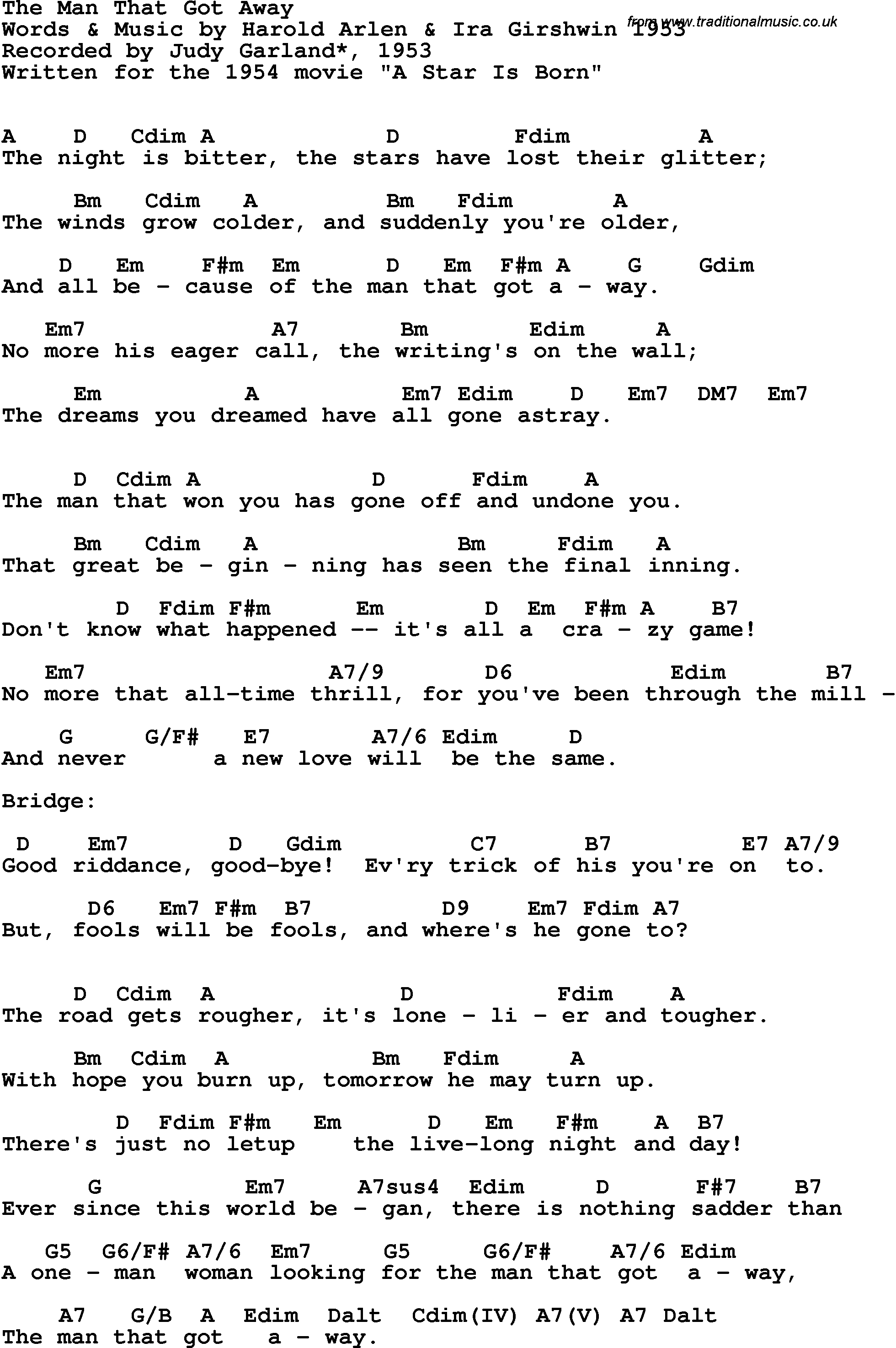 Good Riddance Chords Song Lyrics With Guitar Chords For Man That Got Away The Judy
