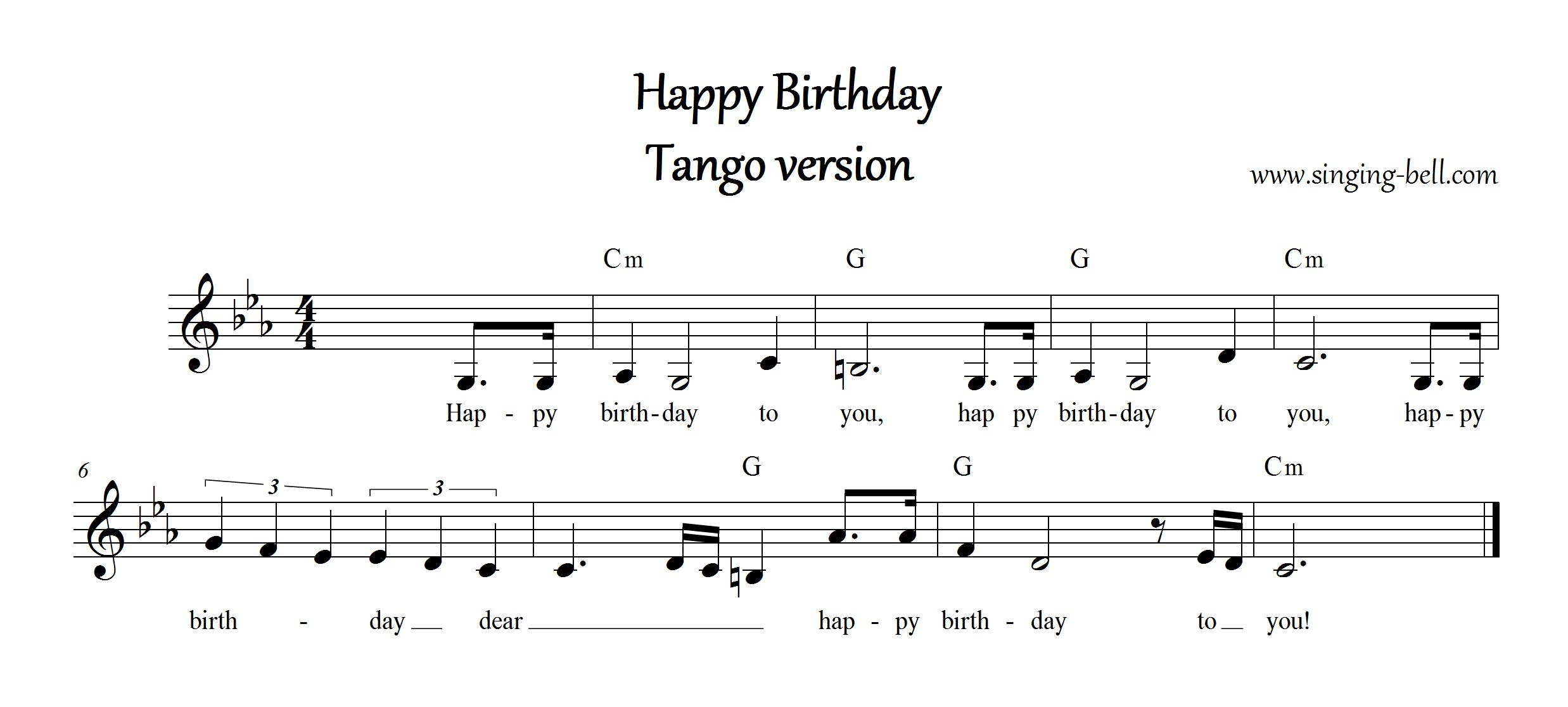 Happy Birthday Chords Happy Birthday To You Tango Version Karaoke