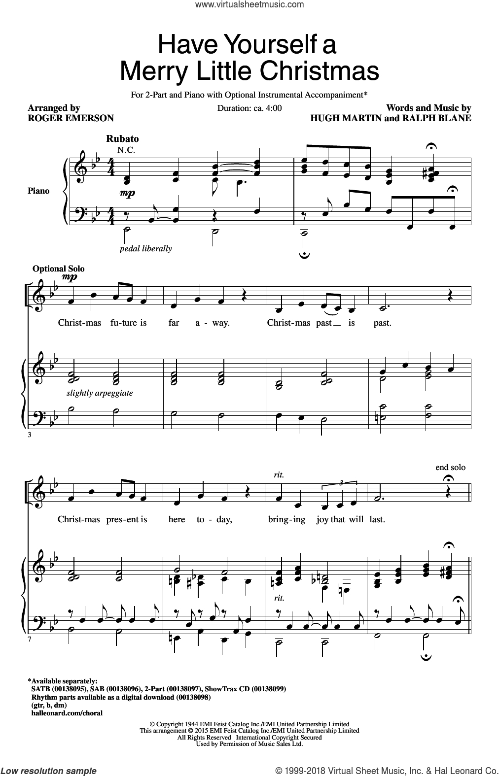 Have Yourself A Merry Little Christmas Chords Emerson Have Yourself A Merry Little Christmas Sheet Music For Choir 2 Part