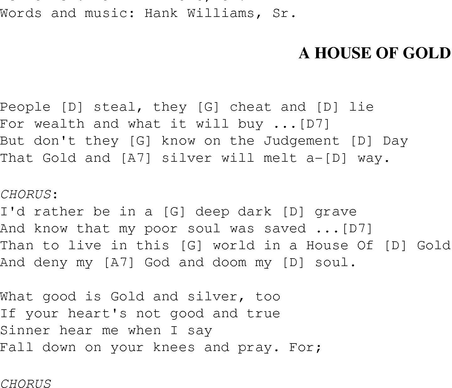 Heart Of Gold Chords A House Of Gold Christian Gospel Song Lyrics And Chords