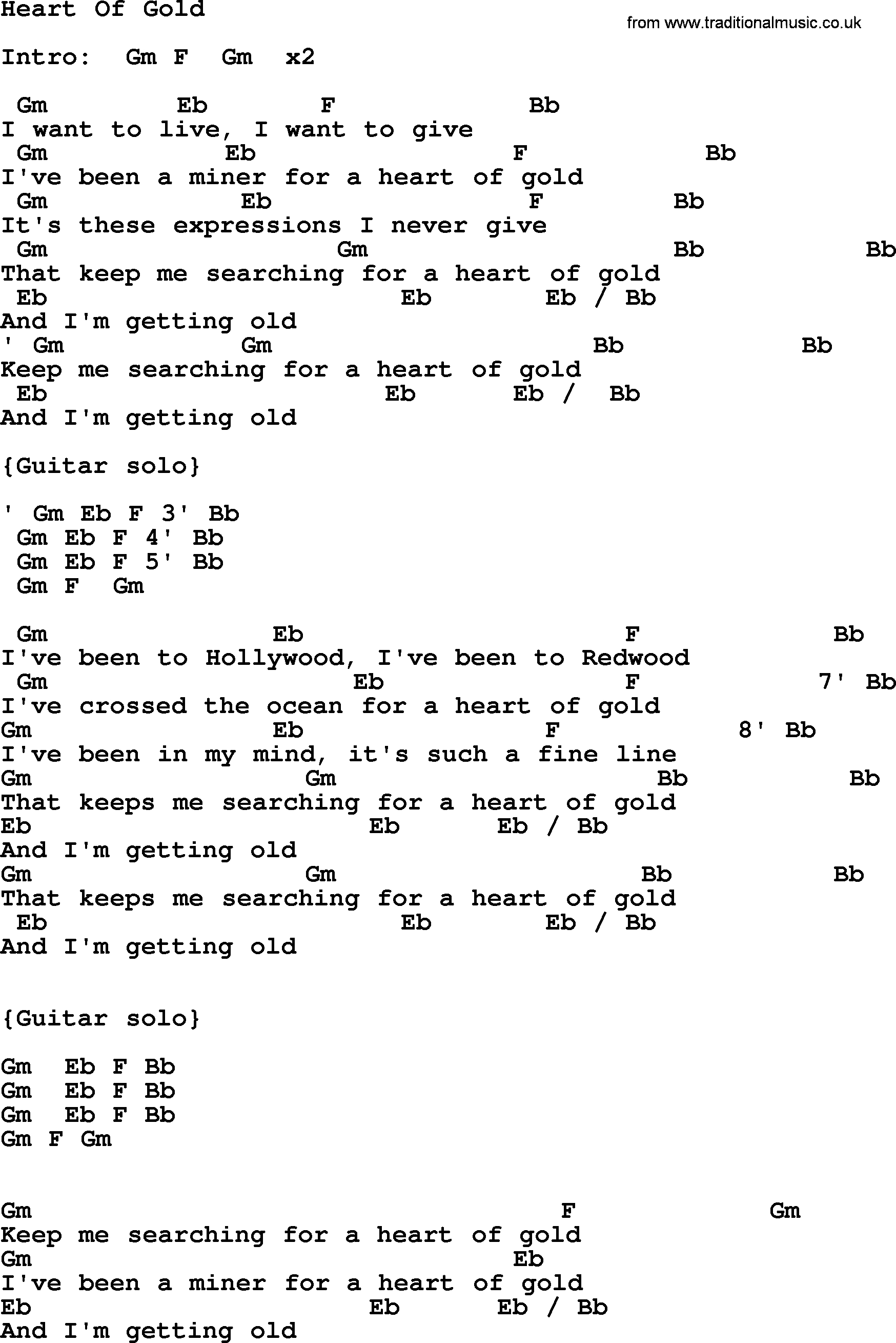 Heart Of Gold Chords Johnny Cash Song Heart Of Gold Lyrics And Chords