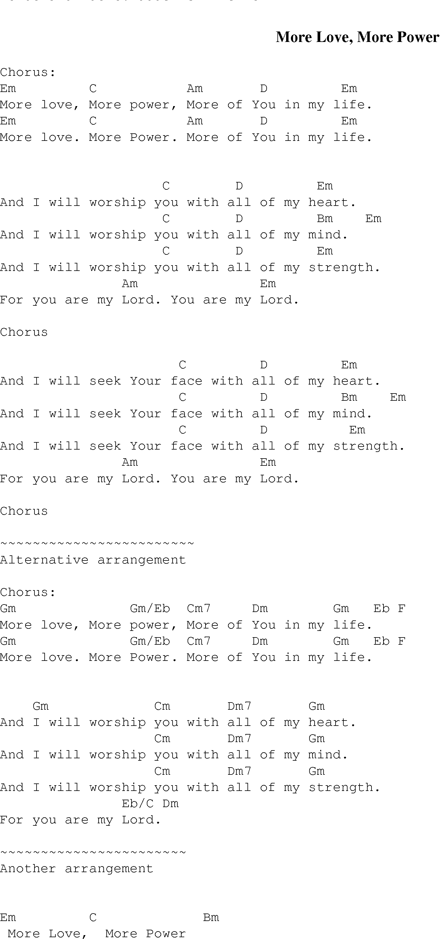 Heart Of Worship Chords More Love More Power Christian Gospel Song Lyrics And Chords