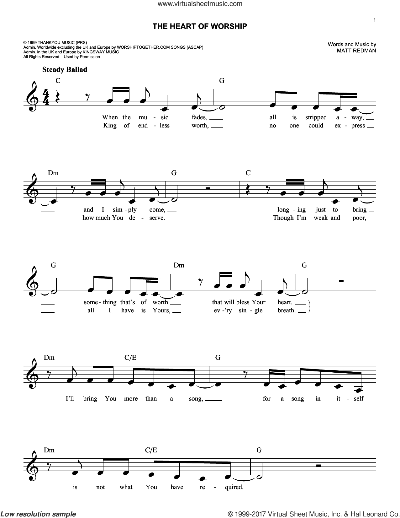 Heart Of Worship Chords Redman The Heart Of Worship When The Music Fades Sheet Music Fake Book