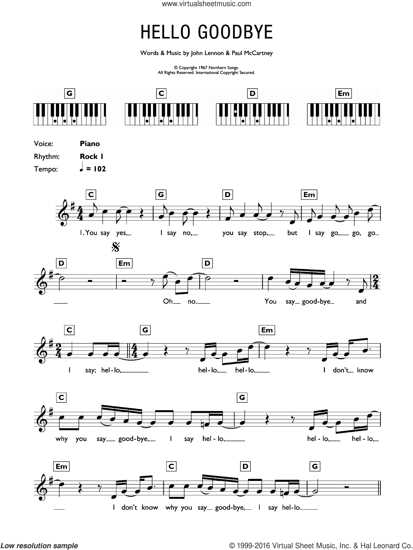 Hello Piano Chords Beatles Hello Goode Sheet Music For Piano Solo Chords Lyrics Melody