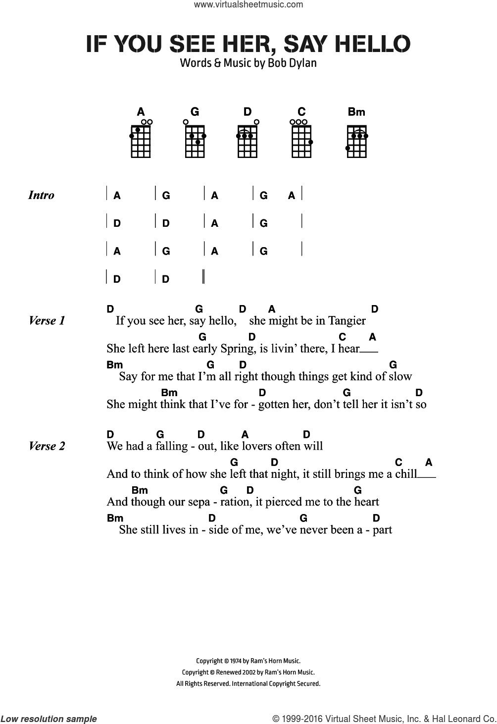 Hello Piano Chords Dylan If You See Her Say Hello Sheet Music For Voice Piano Or Guitar