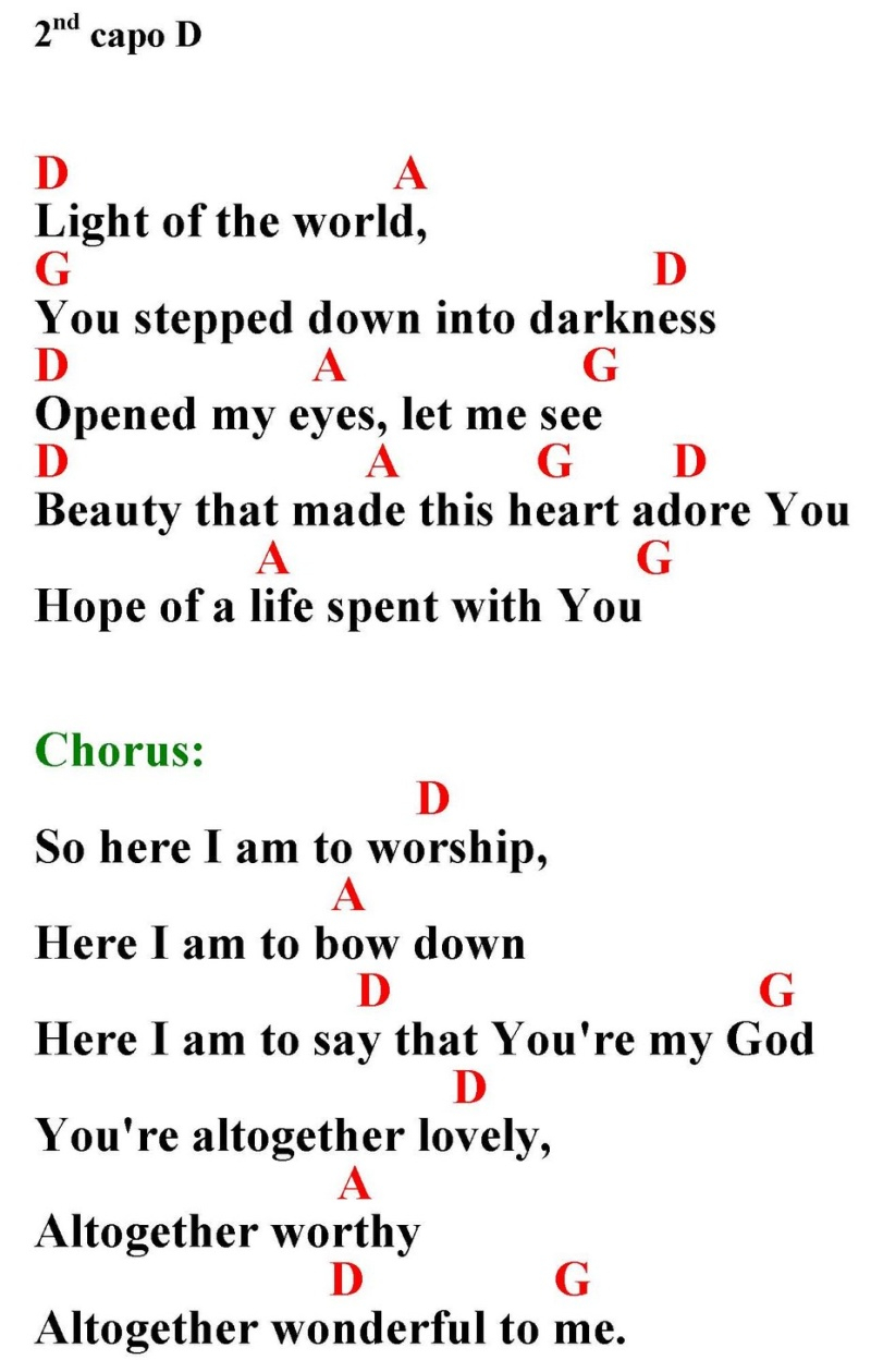 Here I Am To Worship Chords Here I Am To Worship Darlene Zschech Lyrics And Chords Sing