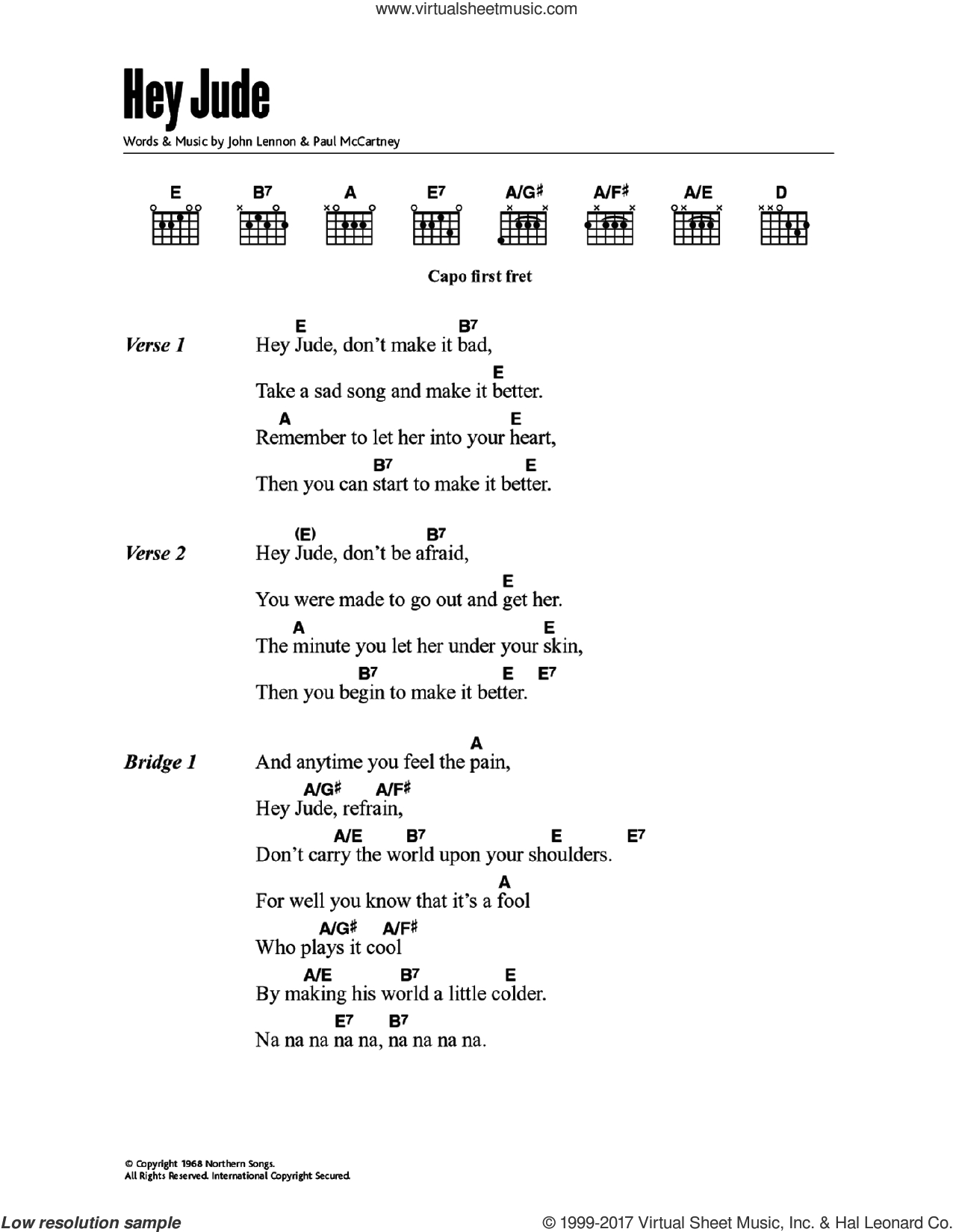 Hey Jude Chords Beatles Hey Jude Sheet Music For Guitar Chords Pdf