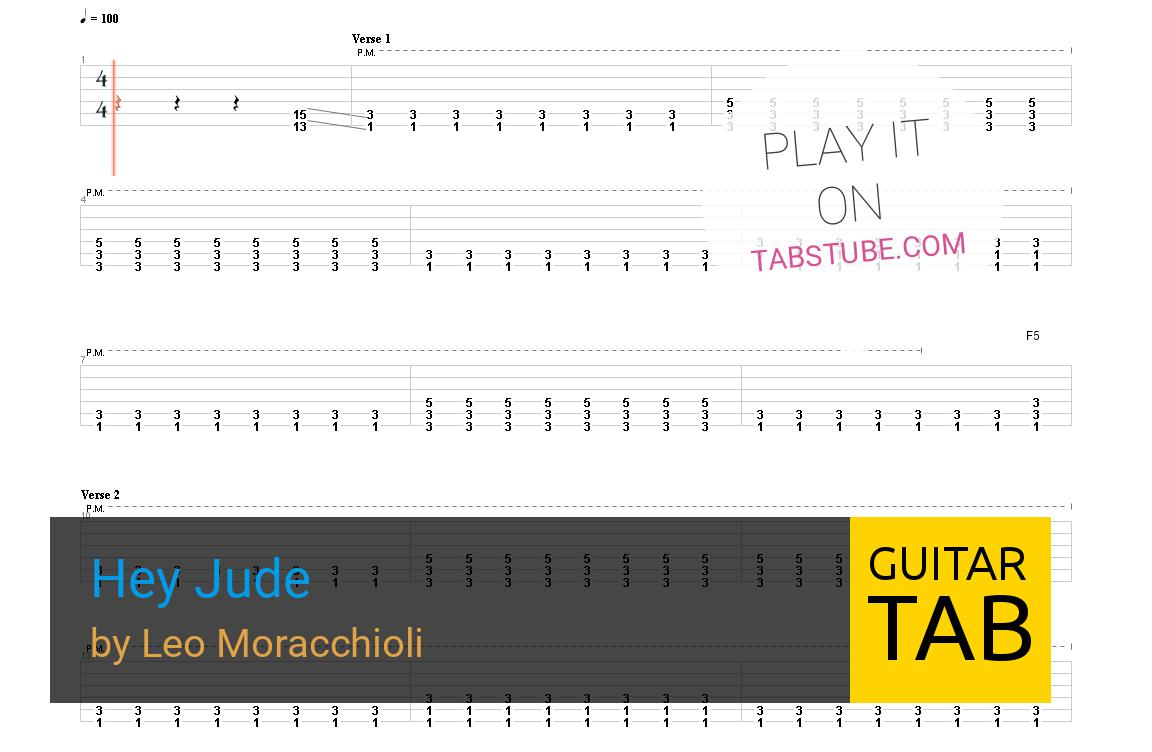 Hey Jude Chords Leo Moracchioli Hey Jude Guitar Tab And Chords Online View