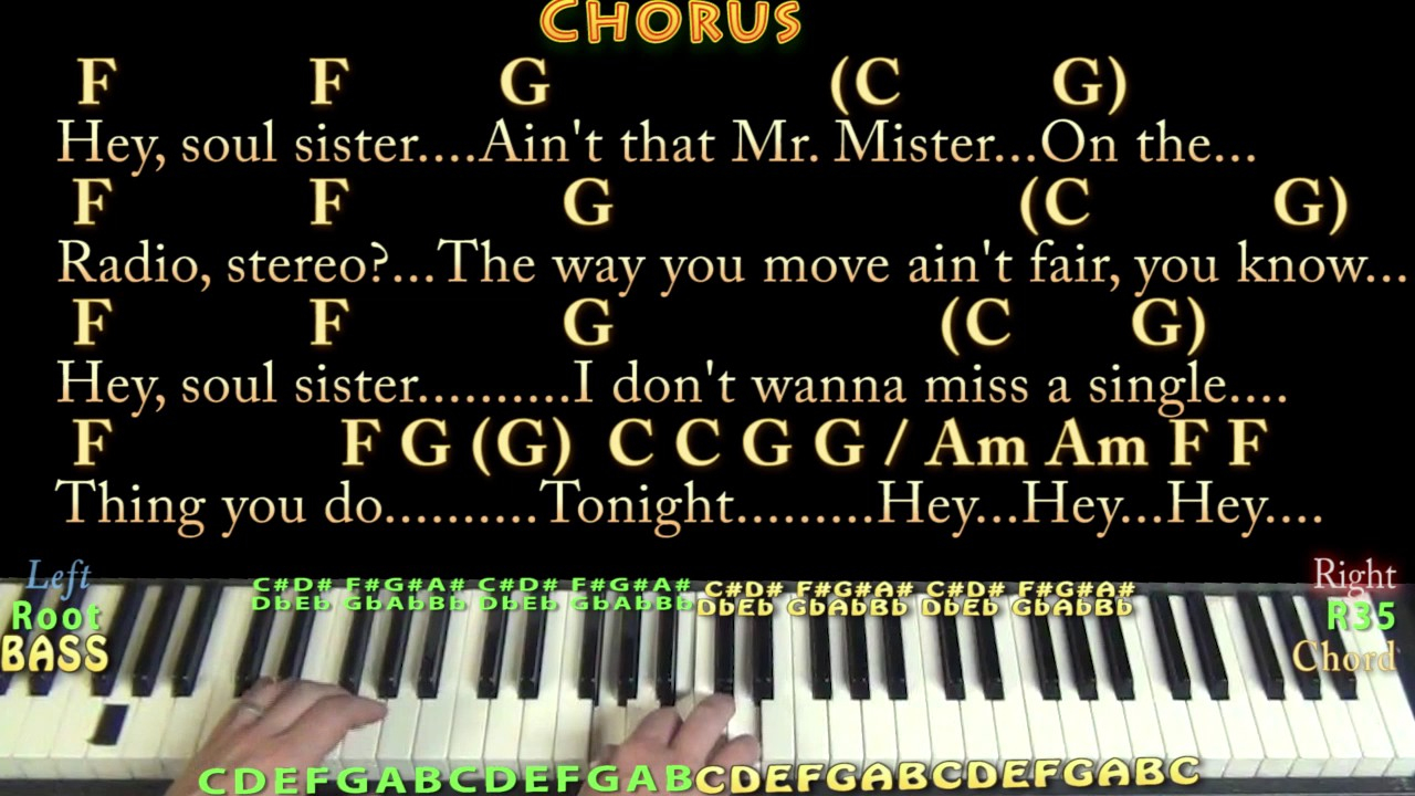 Hey Soul Sister Chords Hey Soul Sister Train Piano Cover Lesson In C With Chordslyrics