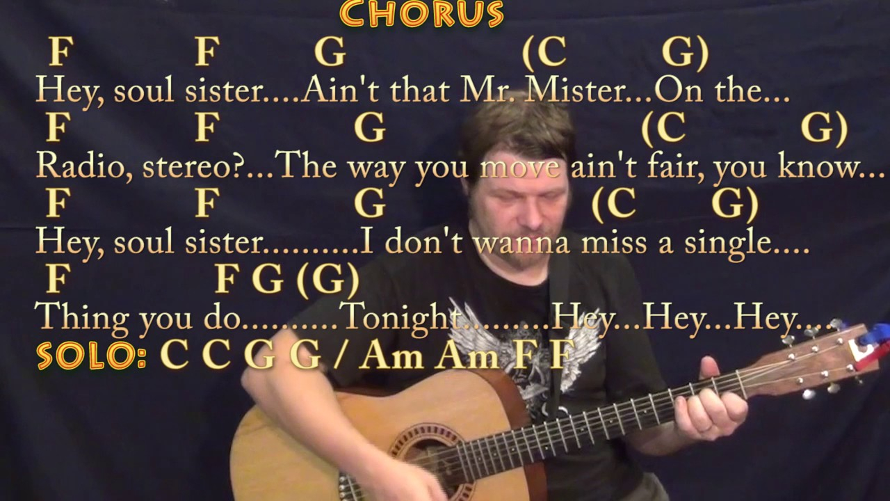 Hey Soul Sister Chords Hey Soul Sister Train Strum Guitar Cover Lesson In C With Chordslyrics