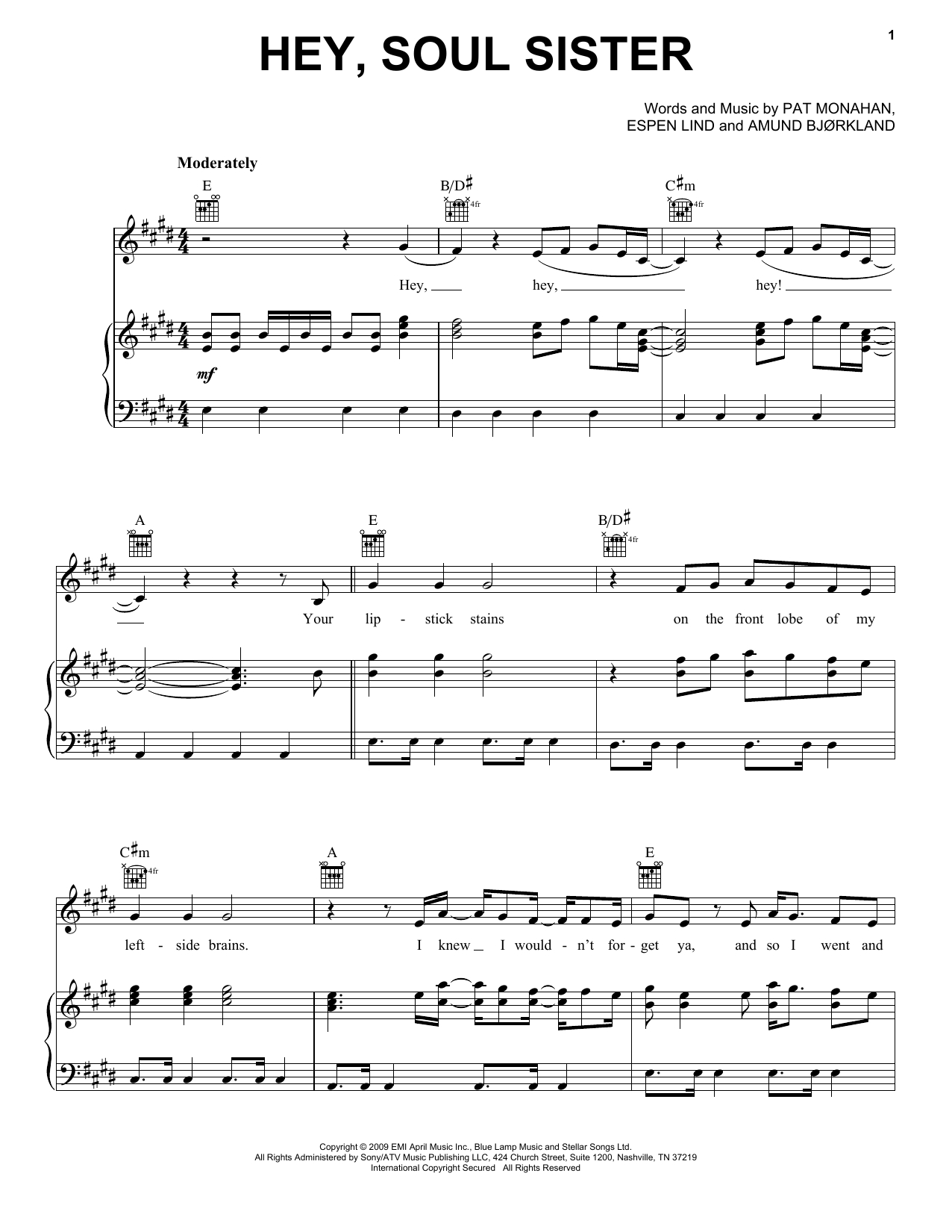 Hey Soul Sister Chords Train Hey Soul Sister Sheet Music Notes Chords