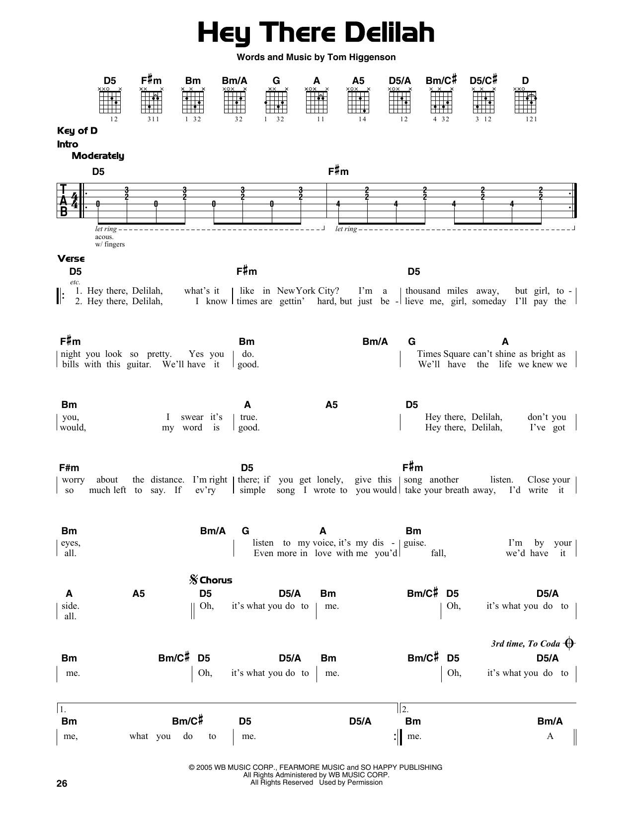Hey There Delilah Chords Hey There Delilah Plain White Ts Lead Sheet Fake Book Digital Sheet Music