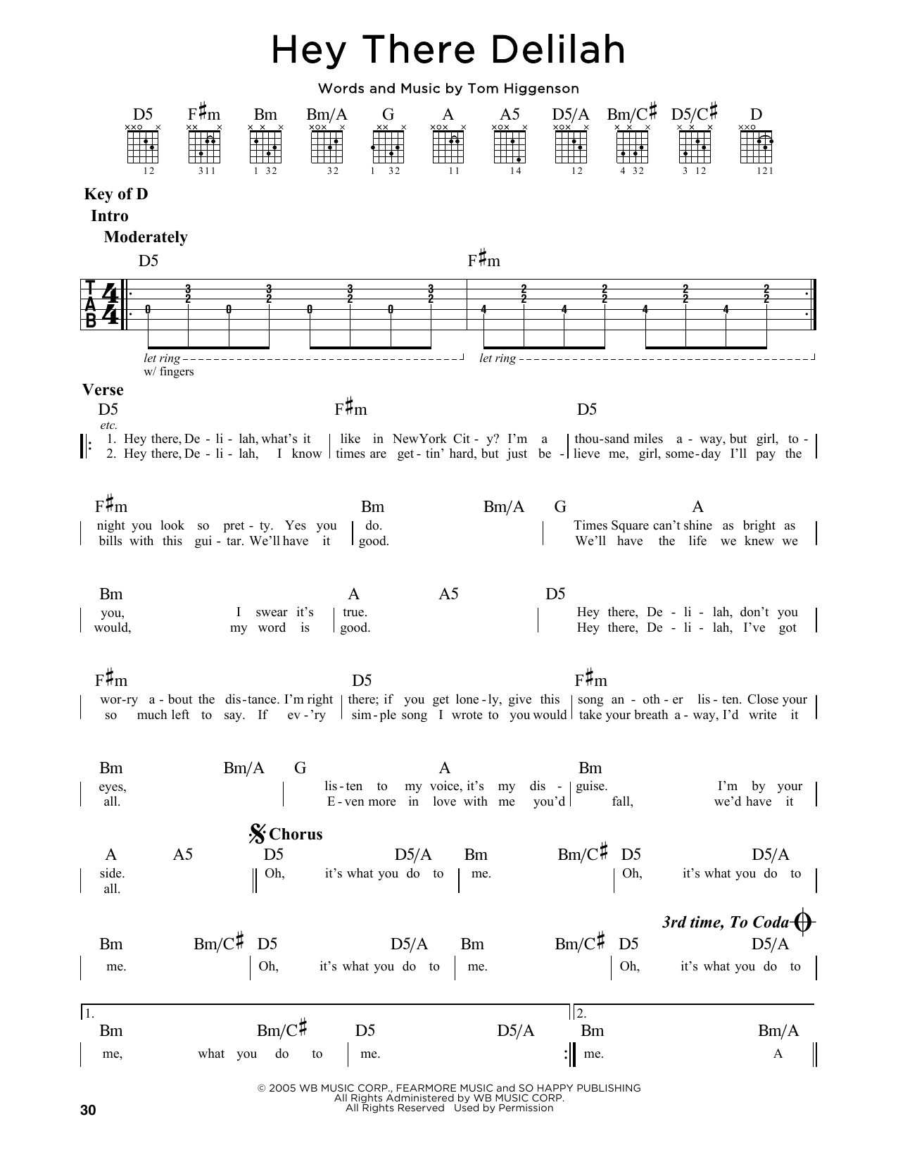 Hey There Delilah Chords Hey There Delilah Plain White Ts Lead Sheet Fake Book Digital Sheet Music