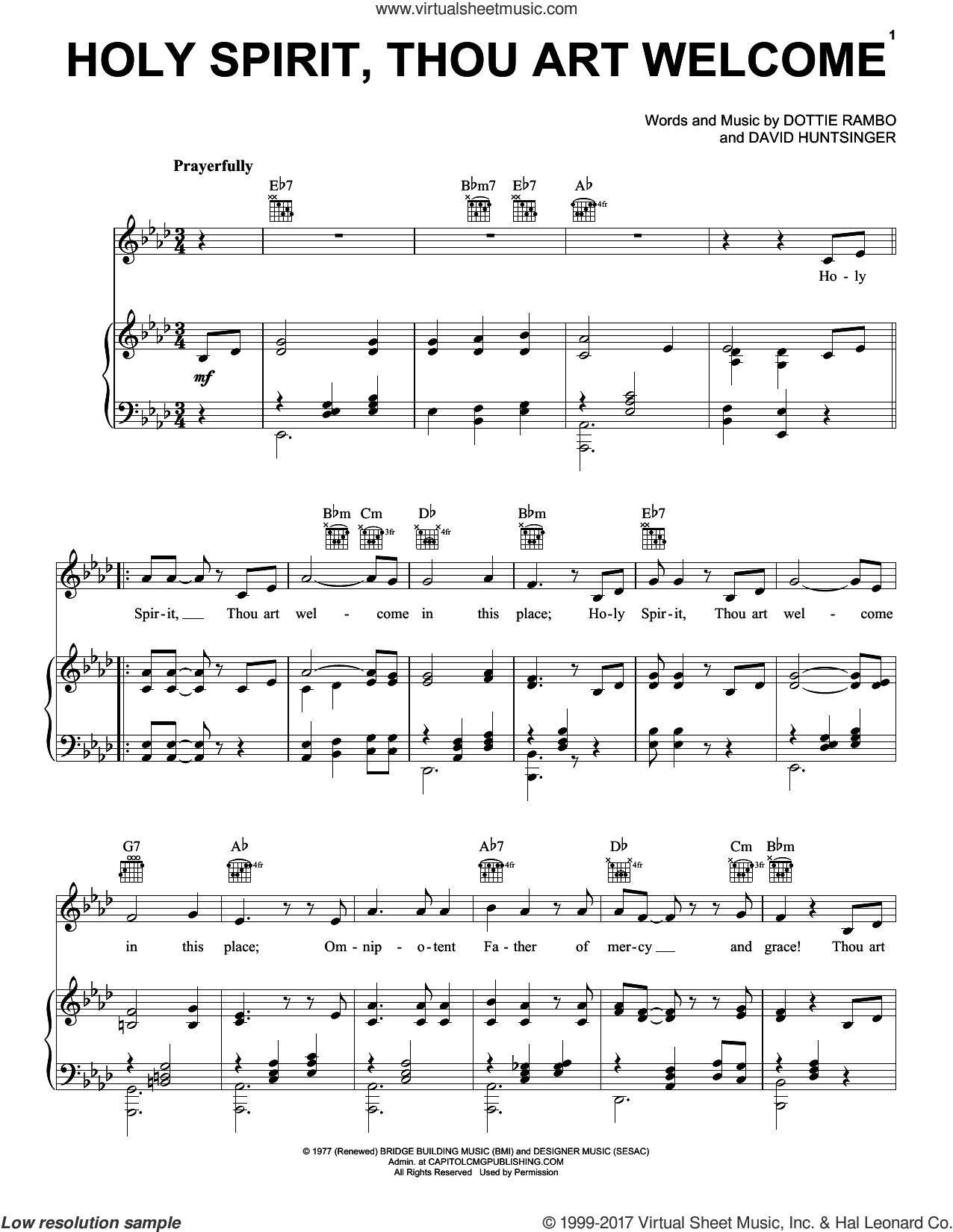 Holy Spirit Chords Rambo Holy Spirit Thou Art Welcome Sheet Music For Voice Piano Or Guitar