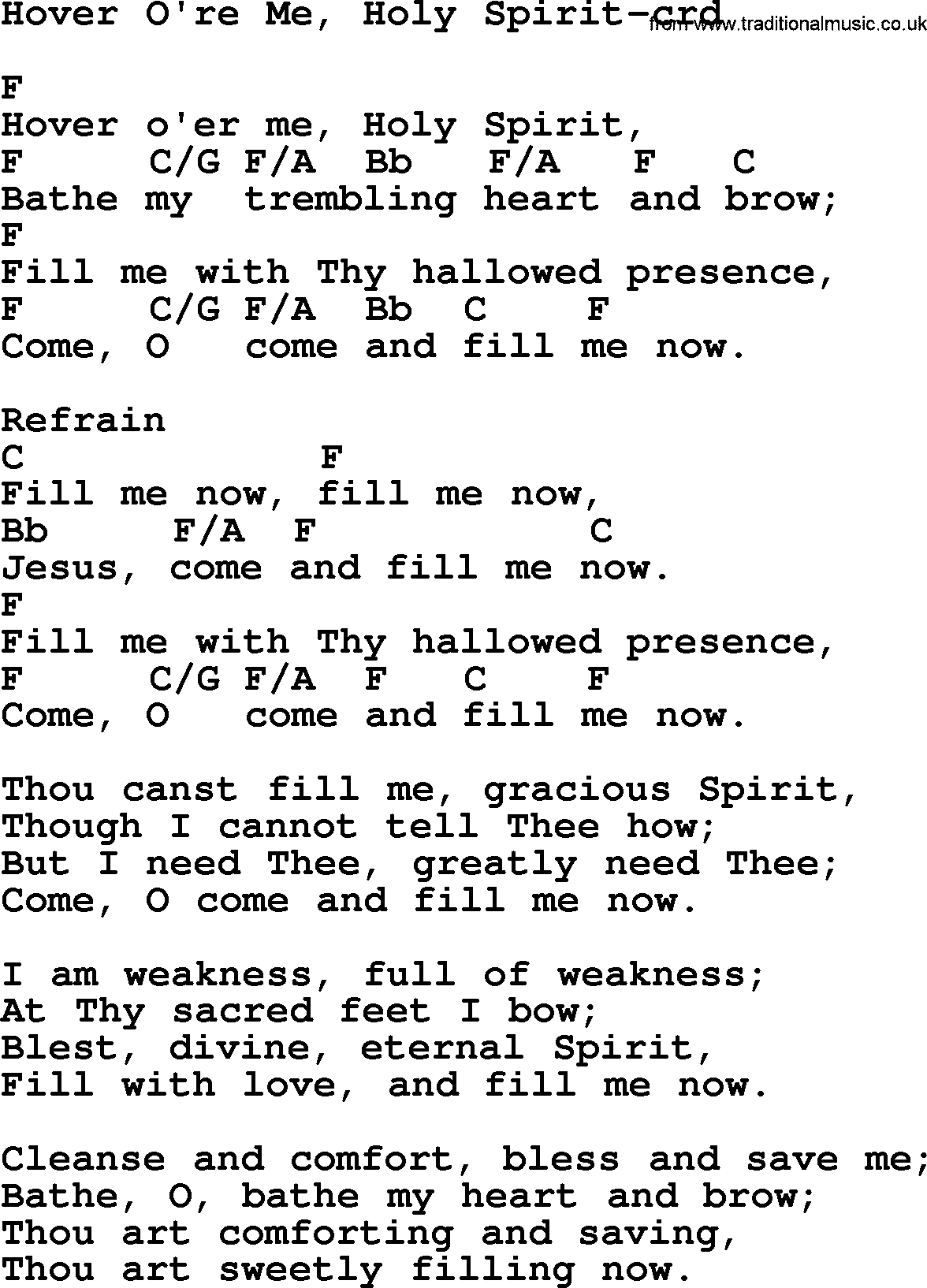 Holy Spirit Chords Top 500 Hymn Hover Ore Me Holy Spirit Lyrics Chords And Pdf