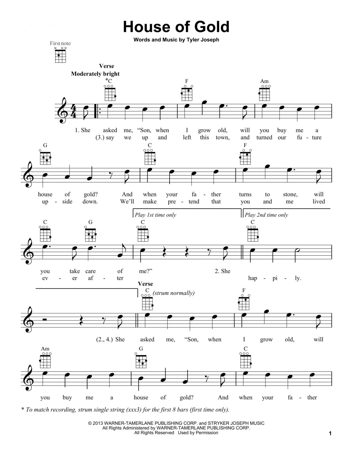 House Of Gold Ukulele Chords - dietamed.info