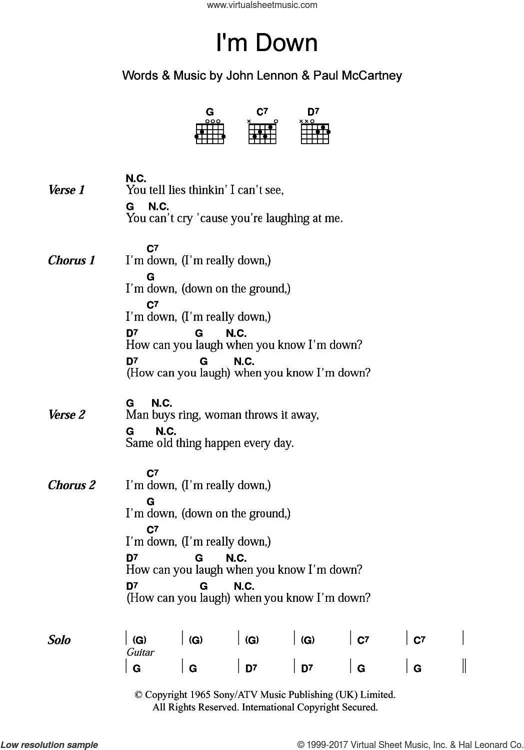 How Can It Be Chords Beatles Im Down Sheet Music For Guitar Chords Pdf