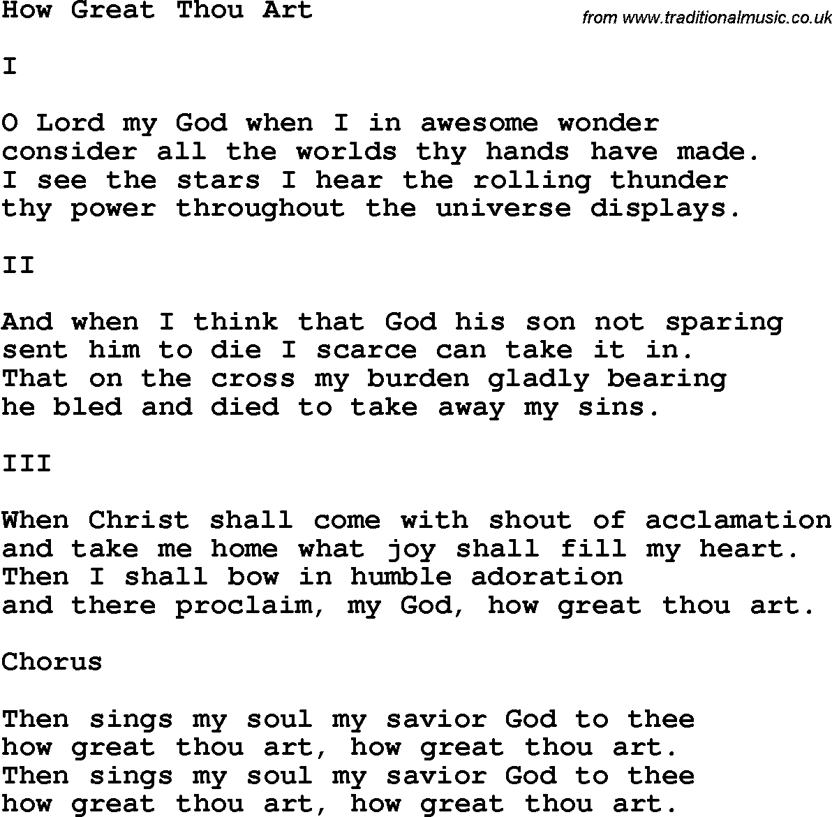 How Great Thou Art Chords Country Southern And Bluegrass Gospel Song How Great Thou Art Lyrics