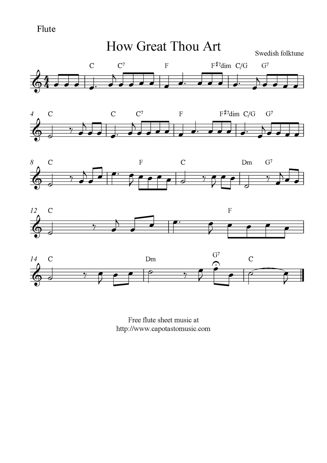 How Great Thou Art Chords How Great Thou Art Free Christian Flute Sheet Music Notes
