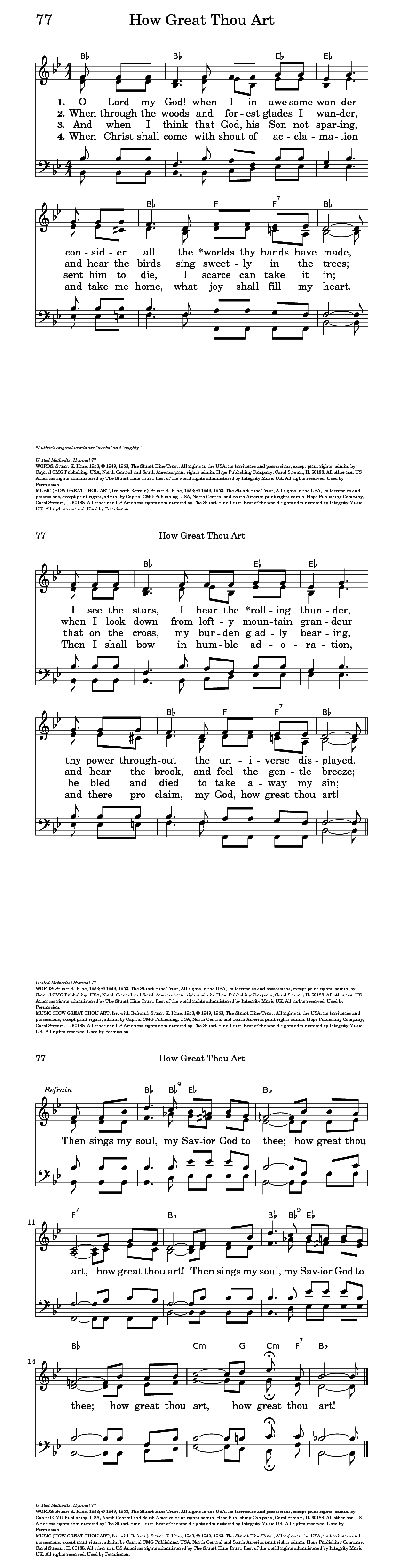 How Great Thou Art Chords The United Methodist Hymnal 77 O Lord My God When I In Awesome