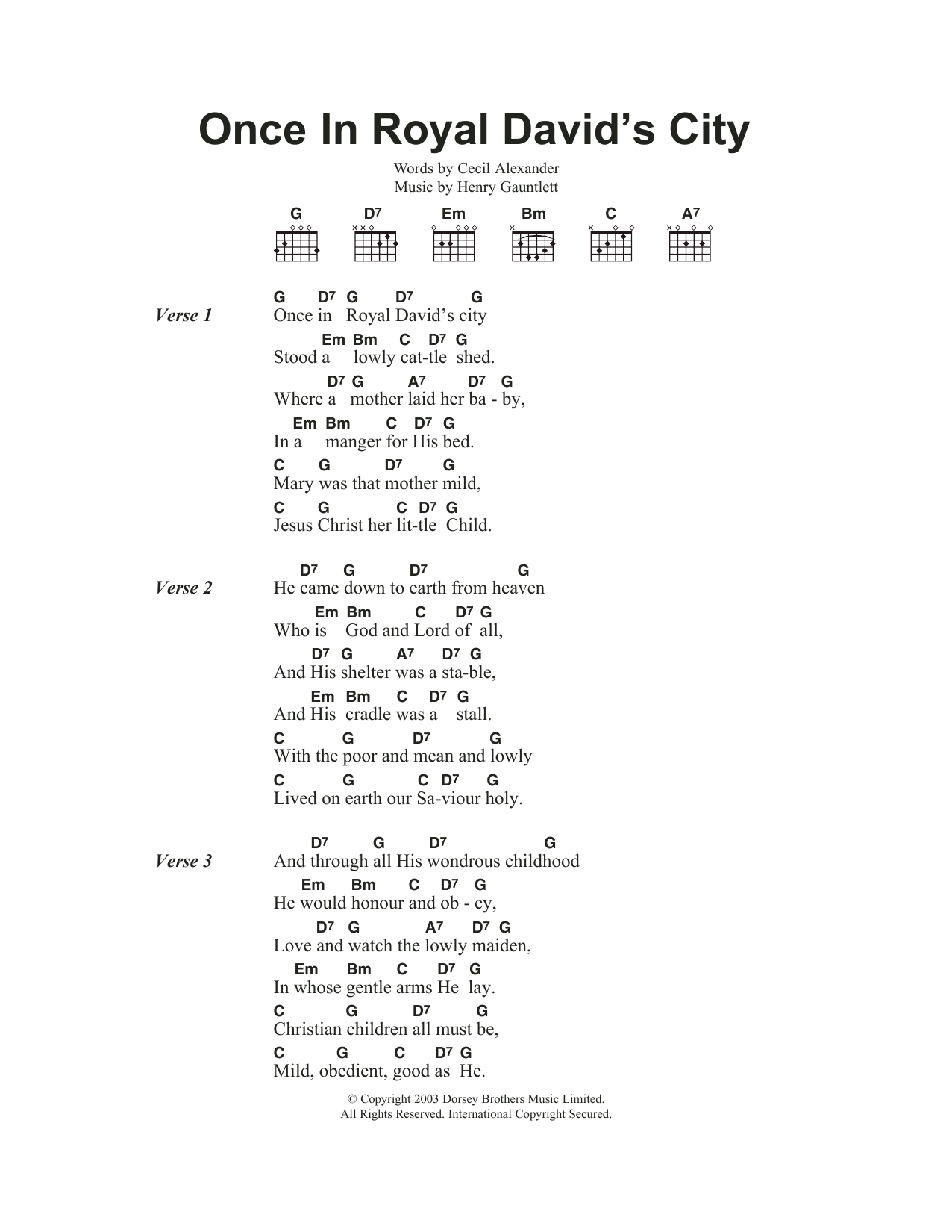 How He Loves Chords Once In Royal Davids City Sheet Music Christmas Carol Guitar