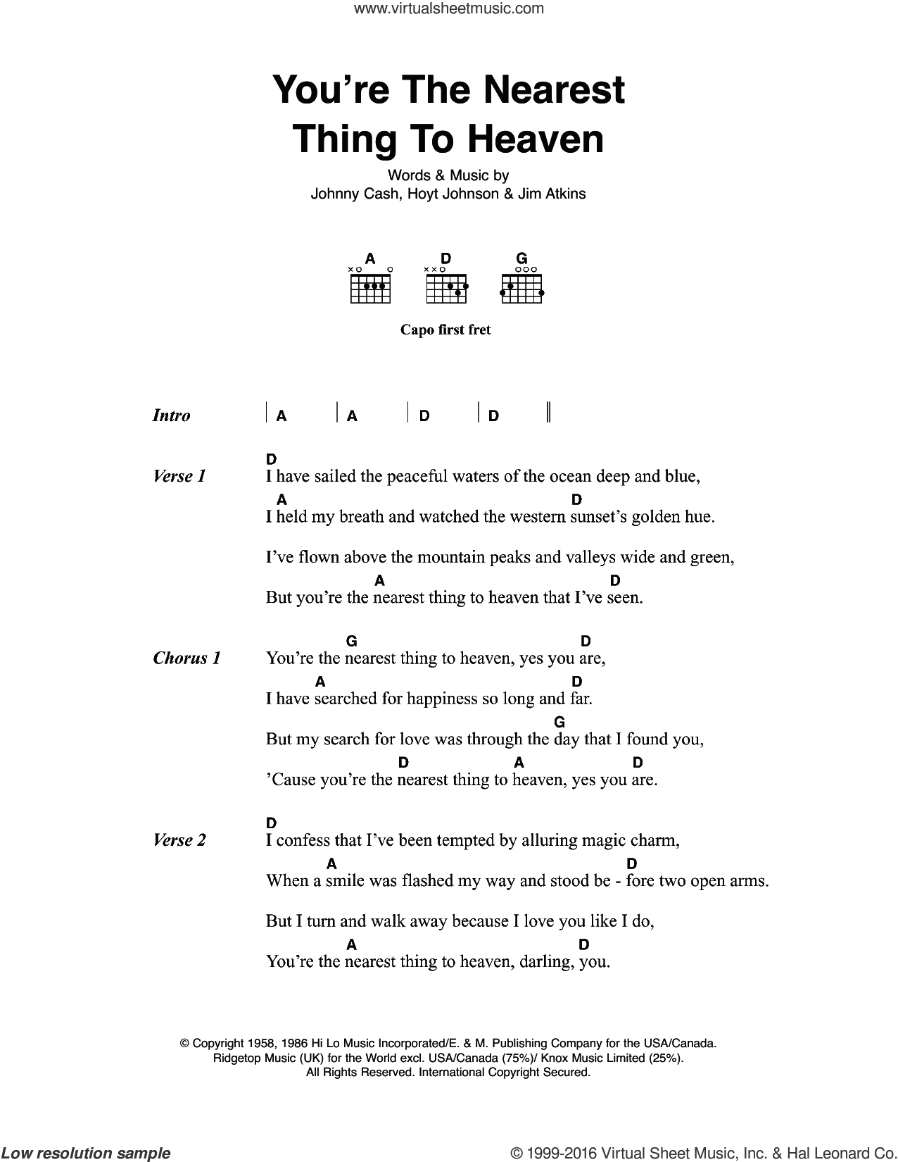 Hurt Johnny Cash Chords Cash Youre The Nearest Thing To Heaven Sheet Music For Guitar Chords