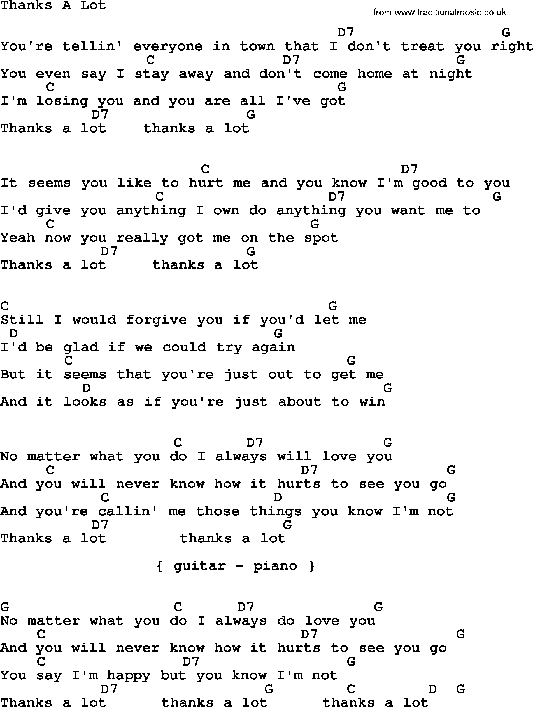Hurt Johnny Cash Chords Johnny Cash Song Thanks A Lot Lyrics And Chords