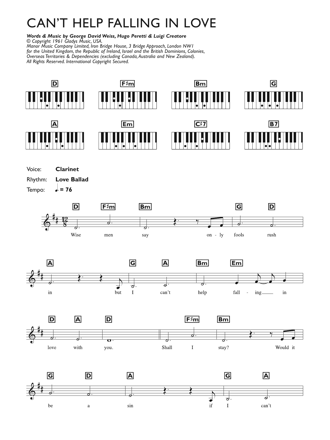 I Can T Help Falling In Love With You Chords Cant Help Falling In Love Sheet Music Elvis Presley Piano