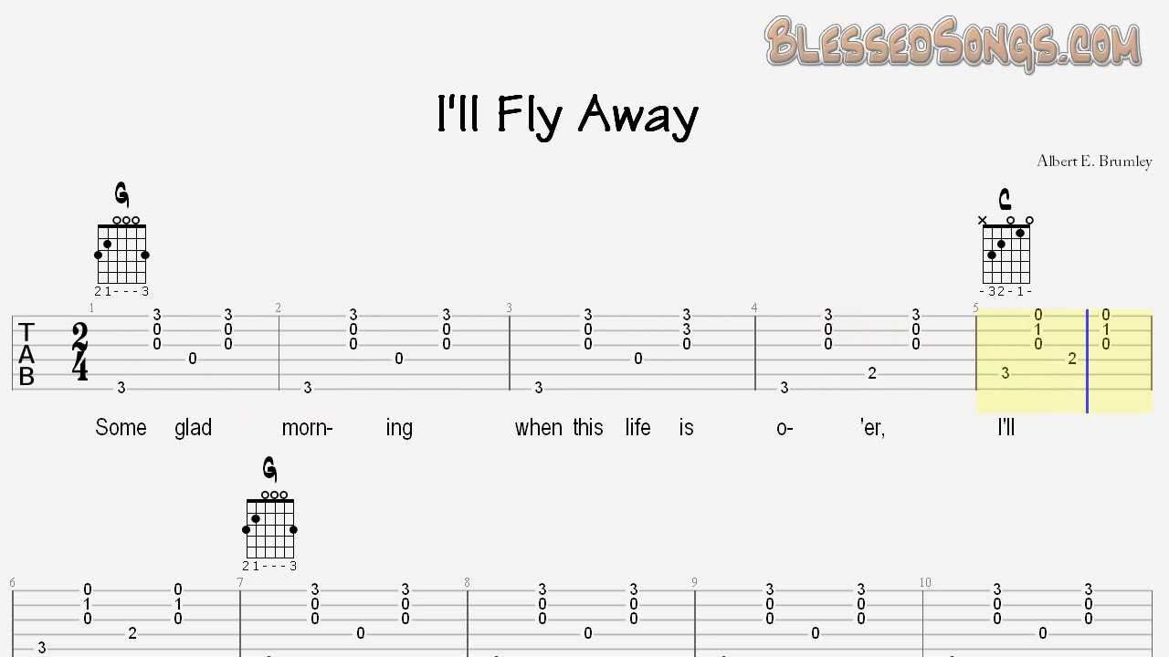 I Ll Fly Away Chords Bluegrass Gospel Ill Fly Away Tablature And Chords