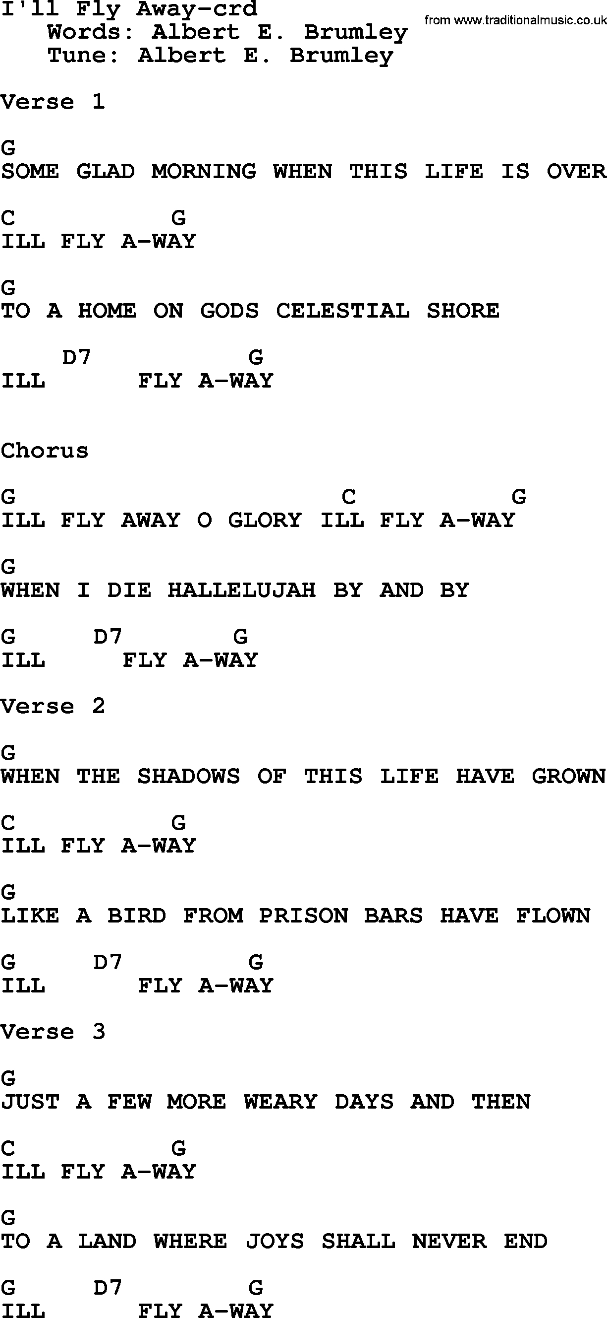 I Ll Fly Away Chords Top 500 Hymn Ill Fly Away Lyrics Chords And Pdf