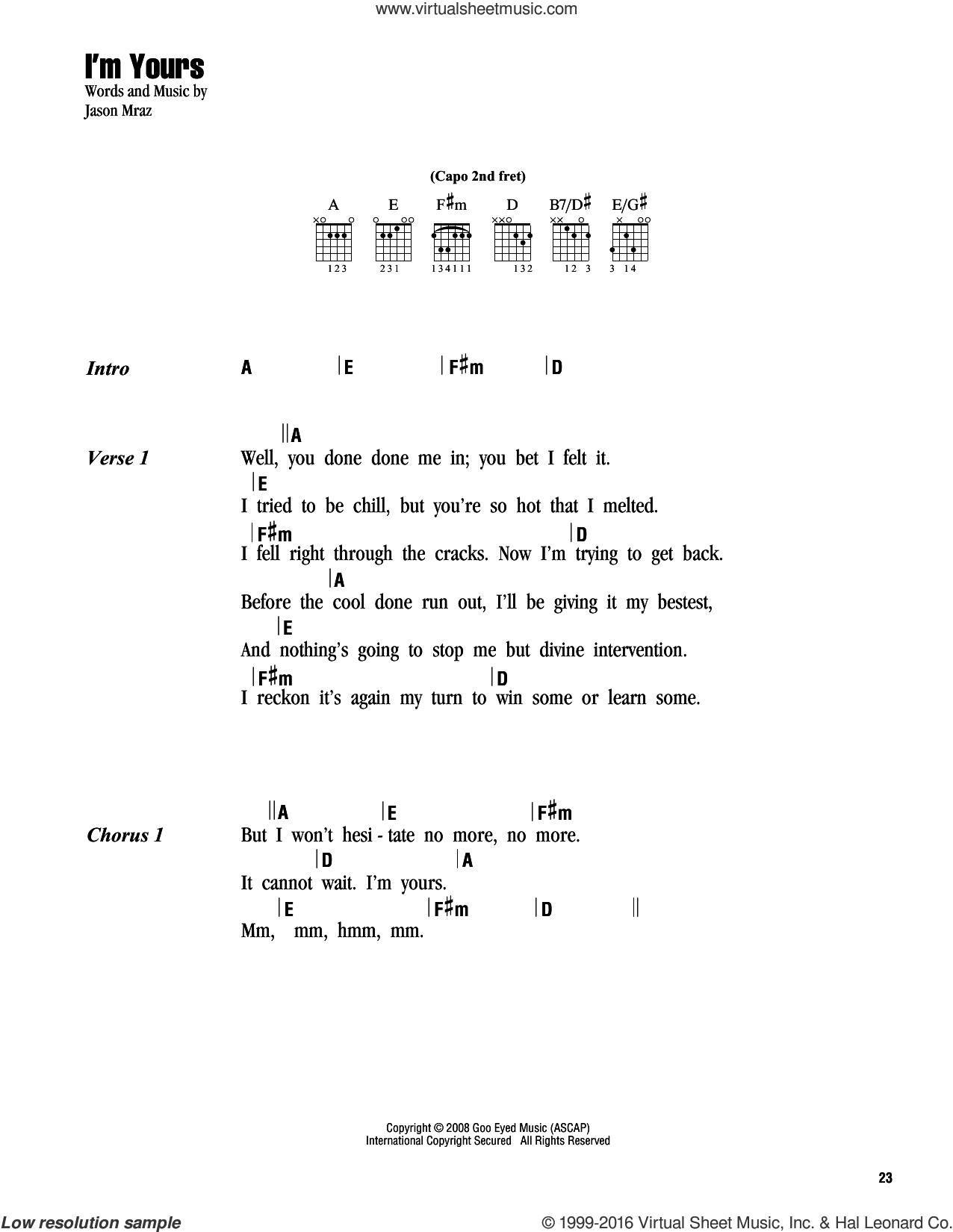 I M Yours Chords Mraz Im Yours Sheet Music For Guitar Chords Pdf
