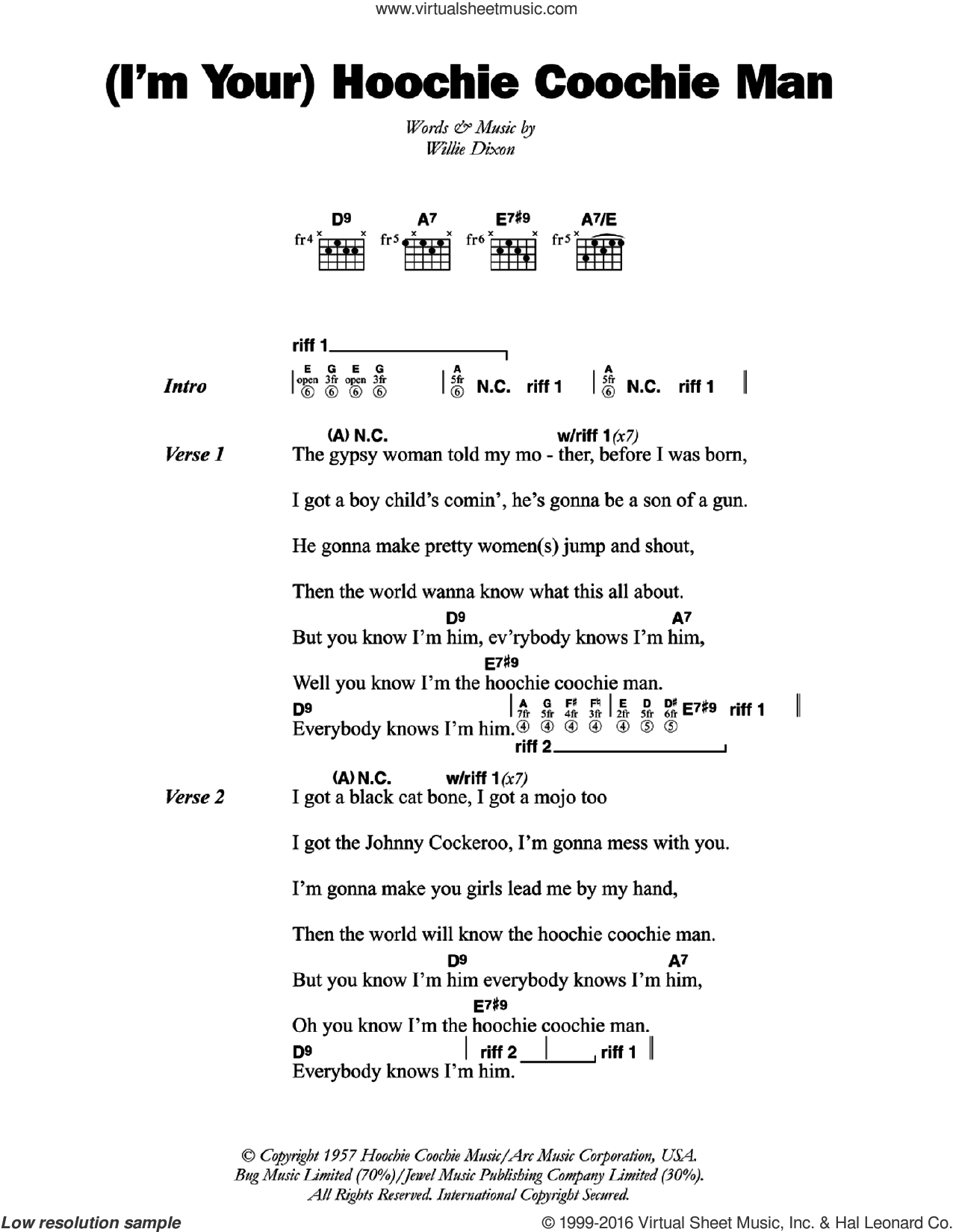 I M Yours Chords Waters Im Your Hoochie Coochie Man Sheet Music For Guitar Chords