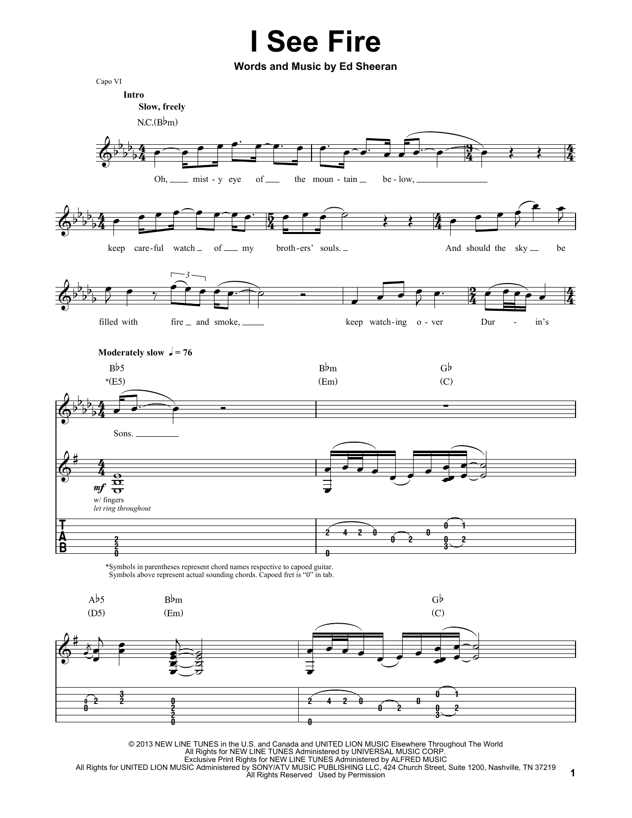 I See Fire Chords I See Fire From The Hobbit Ed Sheeran Guitar Tab Play Along