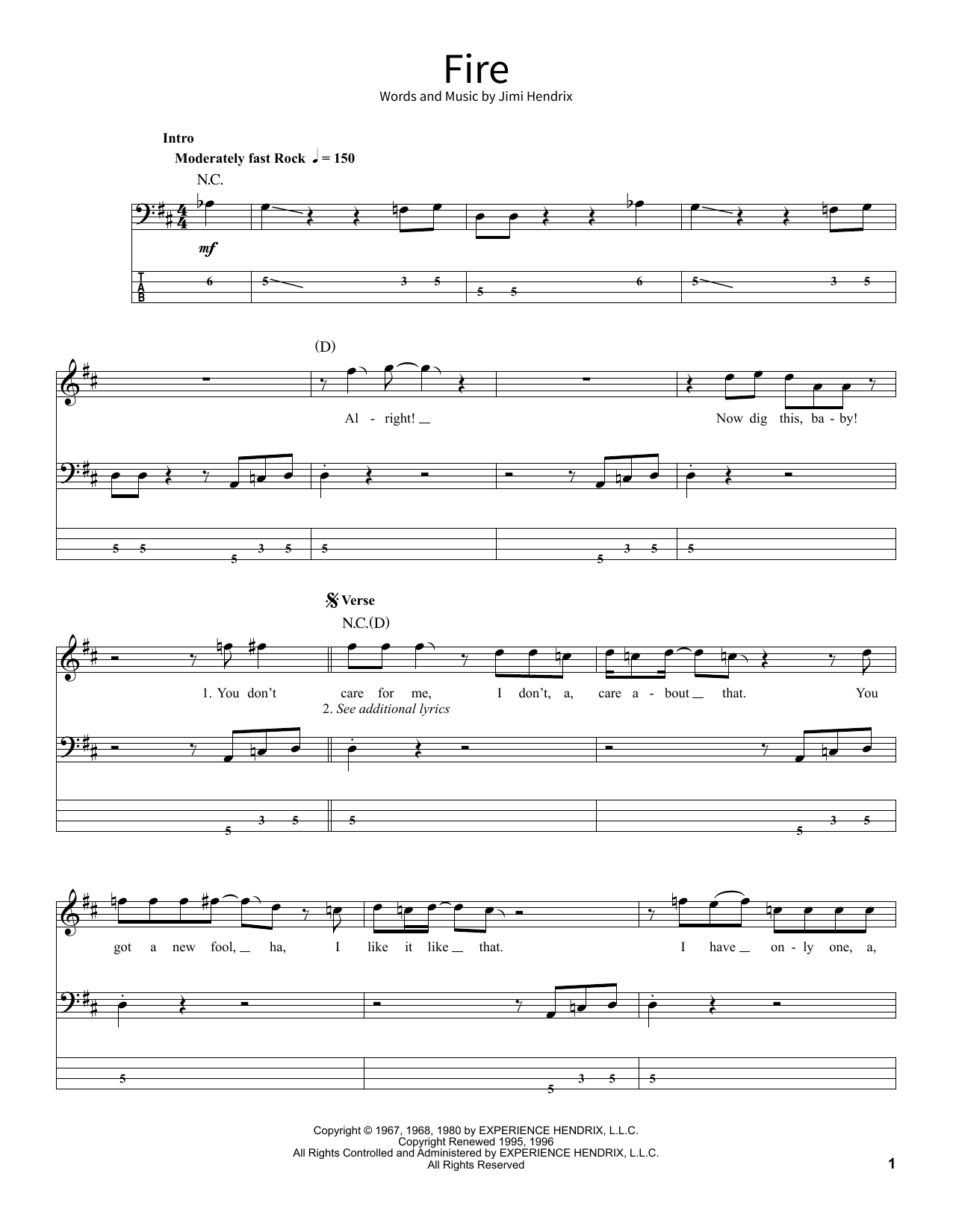 I See Fire Chords Jimi Hendrix Fire Sheet Music Notes Chords Download Printable School Of Rock Bass Guitar Sku 378913