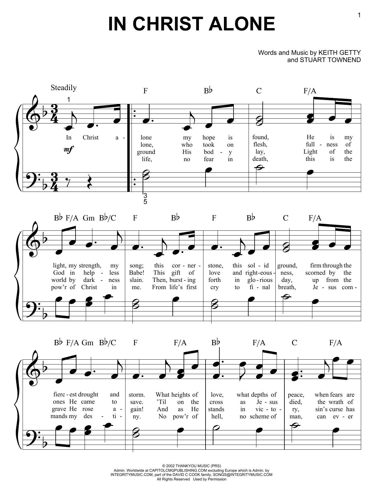 In Christ Alone Chords In Christ Alone Newsboys Piano Vocal Guitar Right Hand Melody Digital Sheet Music