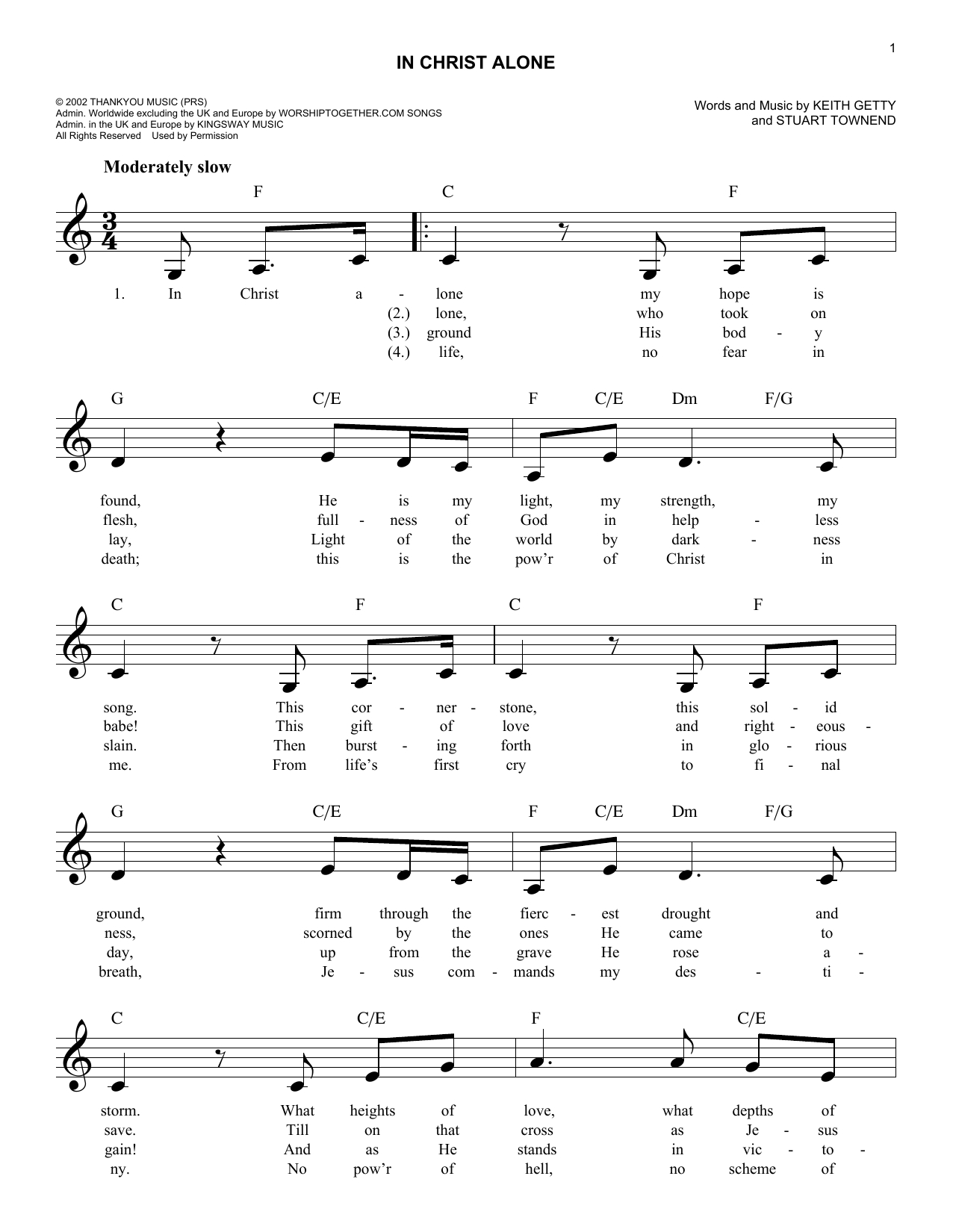 In Christ Alone Chords In Christ Alone Stuart Townend Lead Sheet Fake Book Digital Sheet Music