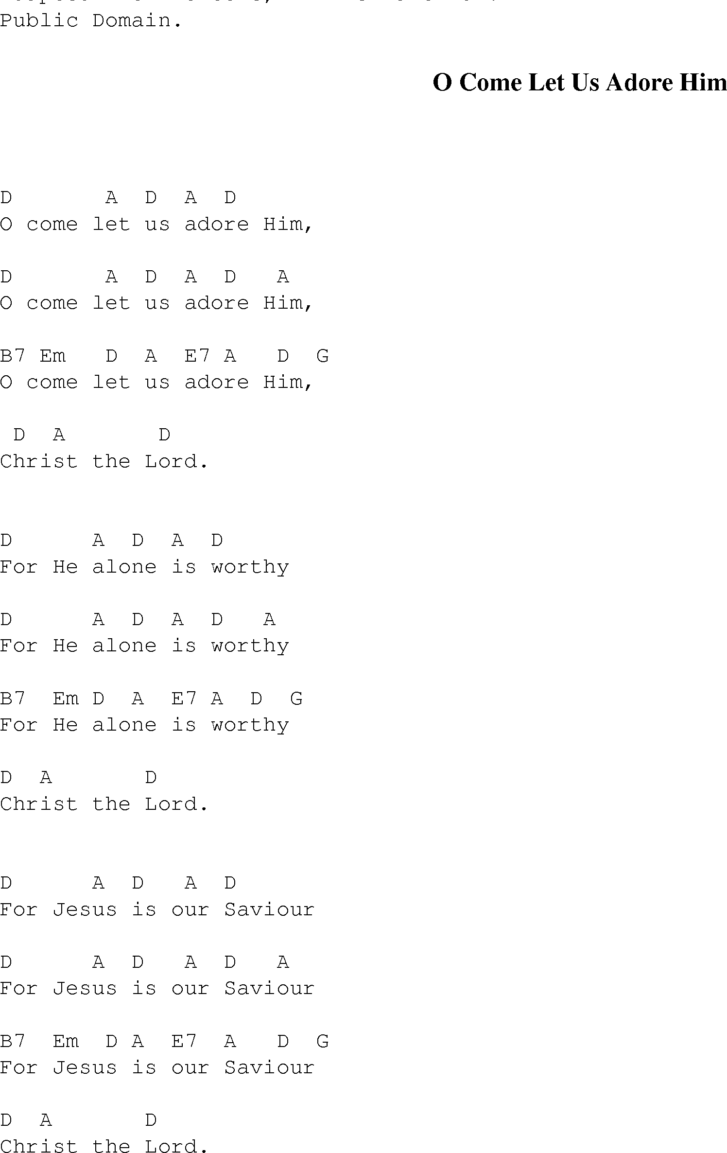 In Christ Alone Chords O Come Let Us Adore Him Christian Gospel Song Lyrics And Chords