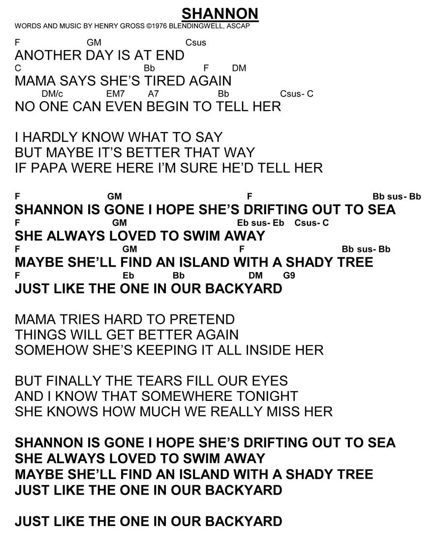 Island In The Sun Chords Shannon Lyrics With Chords Henry Gross